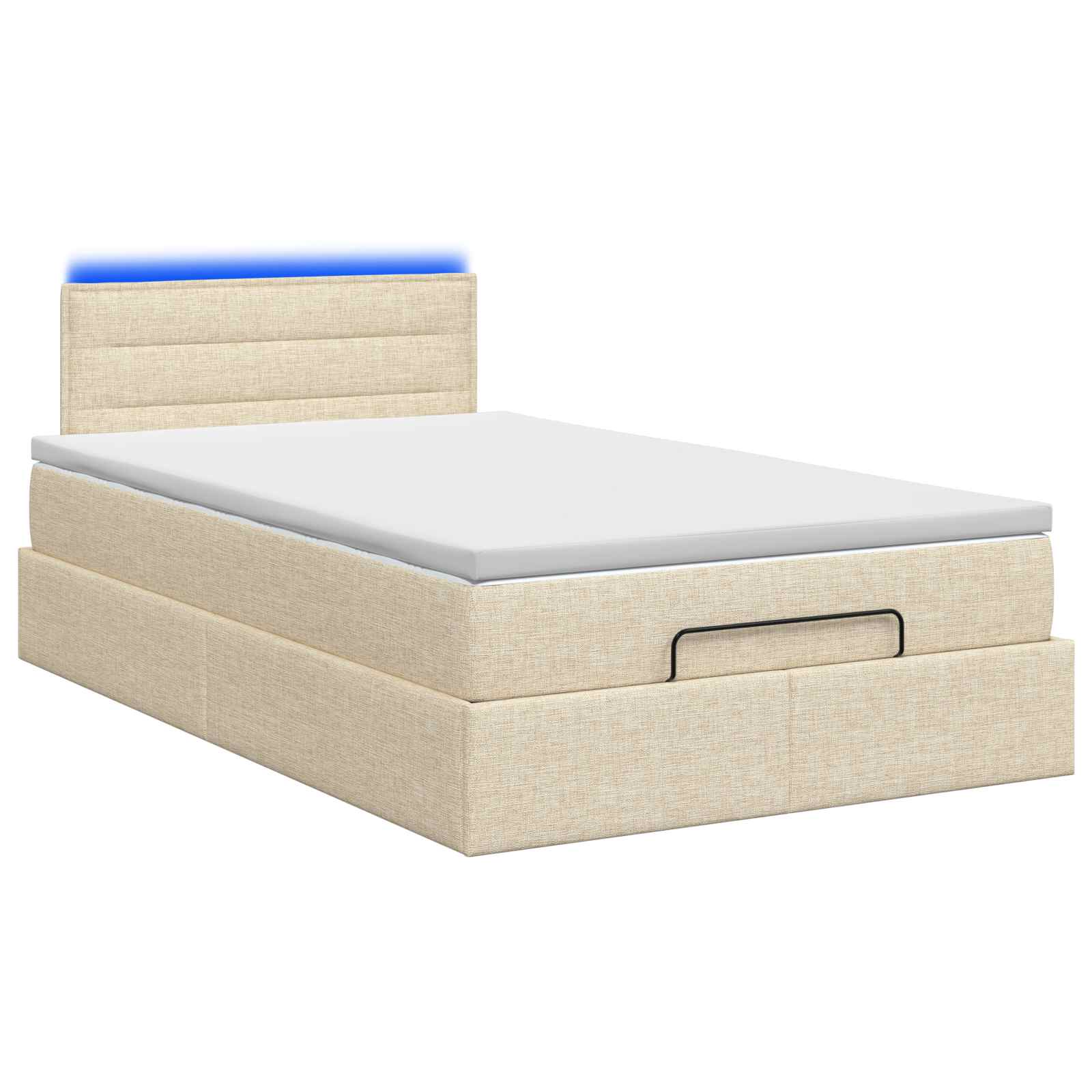 Lit coffre avec matelas et LED Crème 120 x 200 cm Tissu
