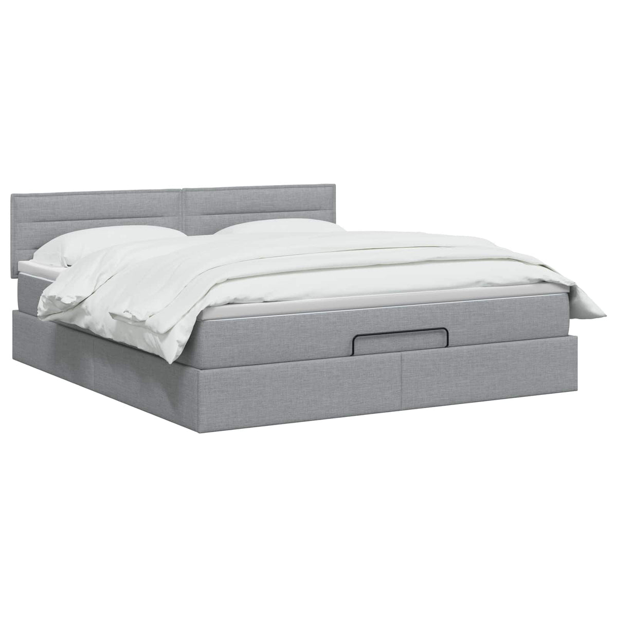 Lit coffre avec matelas et LED Gris clair 140 x 190 cm Tissu