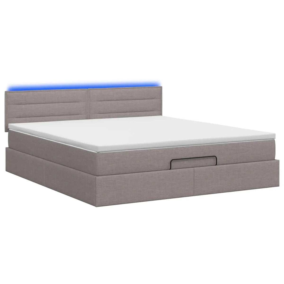 Lit coffre avec matelas et LED Taupe 140 x 190 cm Tissu - XIOS