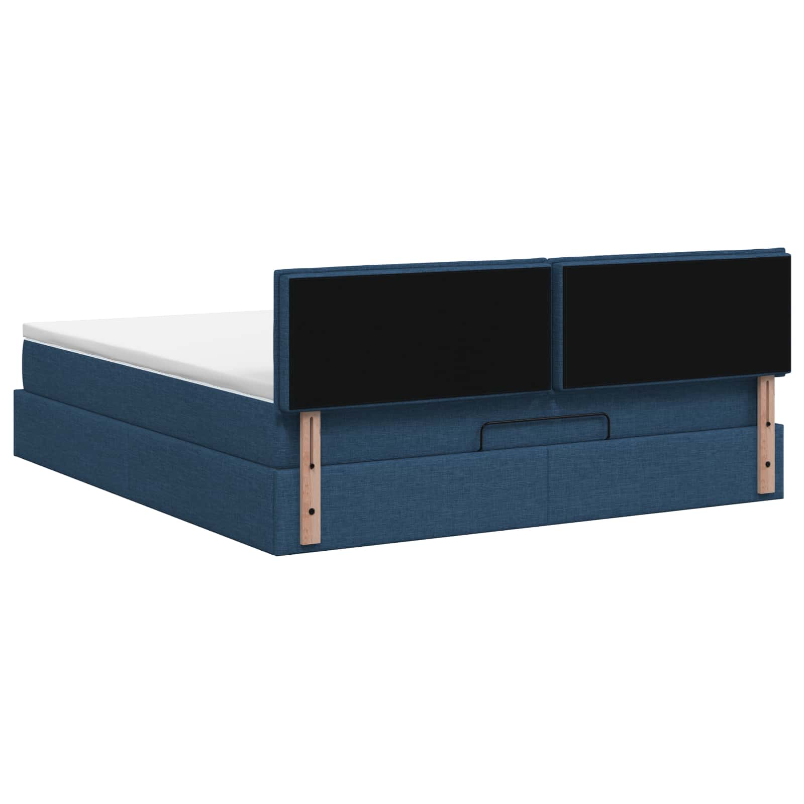 Lit coffre avec matelas et LED Bleu 140 x 190 cm Tissu