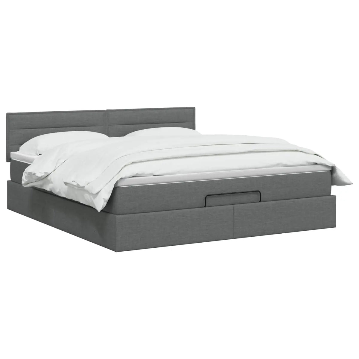 Lit coffre avec matelas et LED Gris foncé 140 x 200 cm Tissu - XIOS