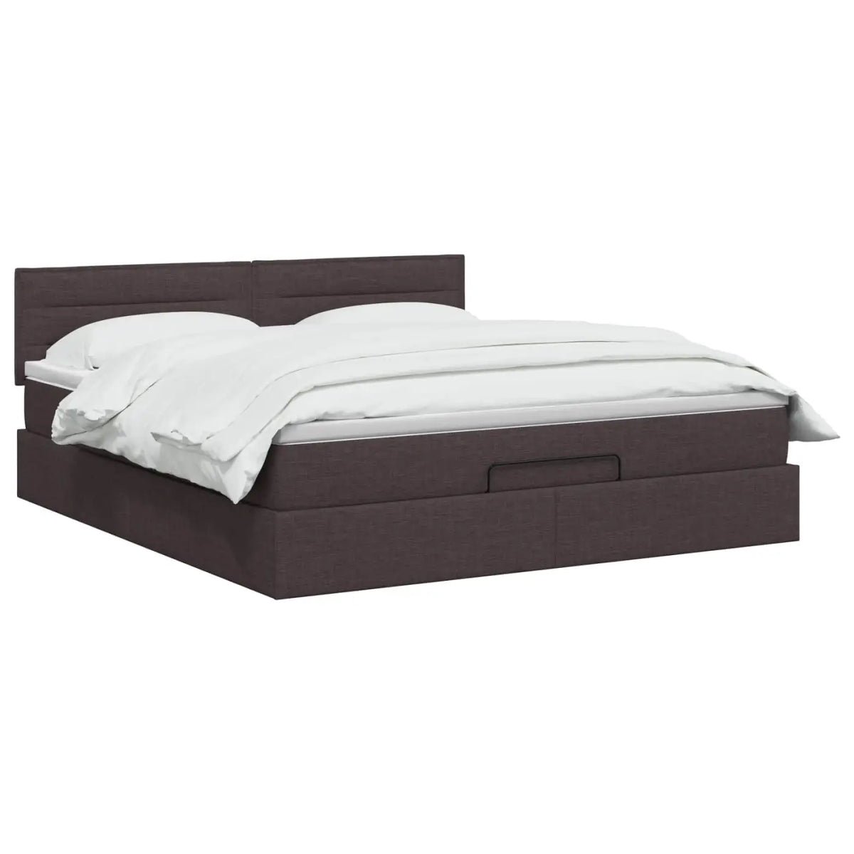Lit coffre avec matelas et LED Marron foncé 140 x 200 cm Tissu - XIOS