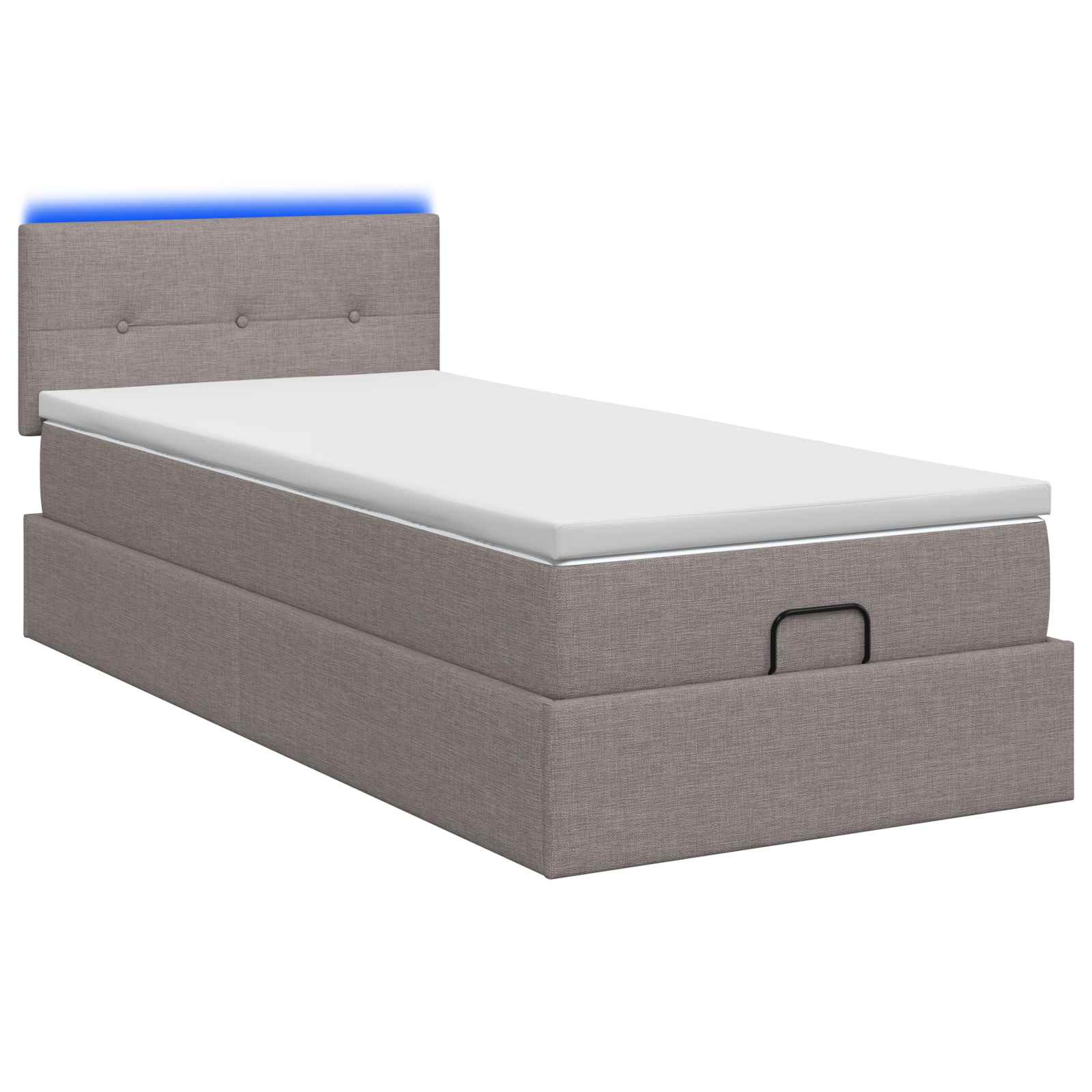 Lit coffre avec matelas et LED Taupe 80 x 200 cm Tissu