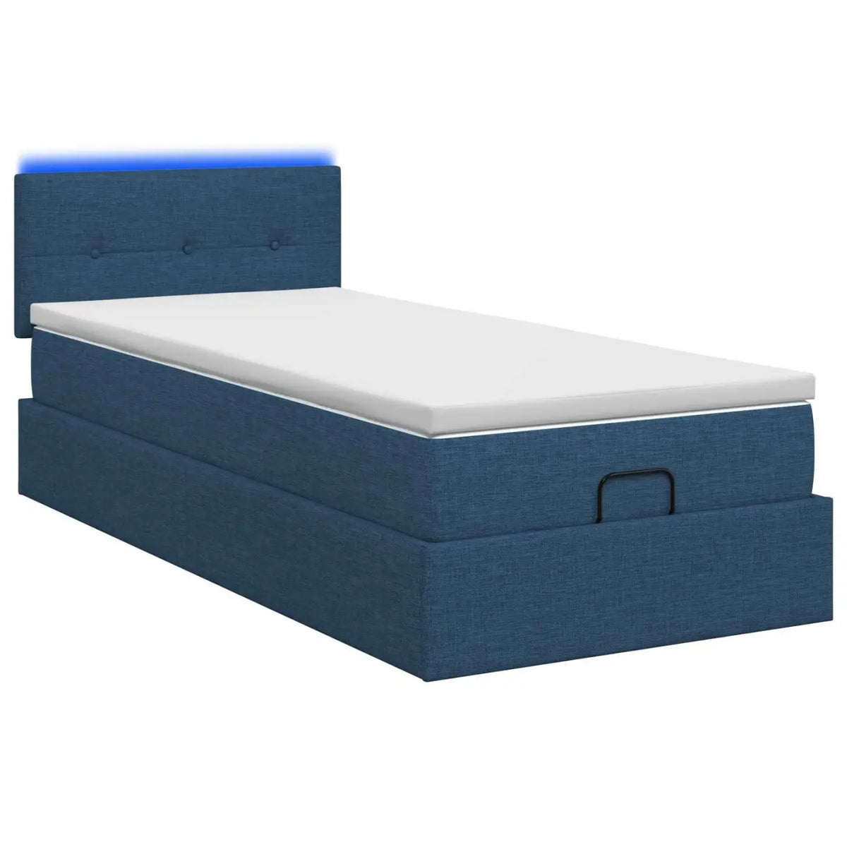 Lit coffre avec matelas et LED Bleu 80 x 200 cm Tissu - XIOS