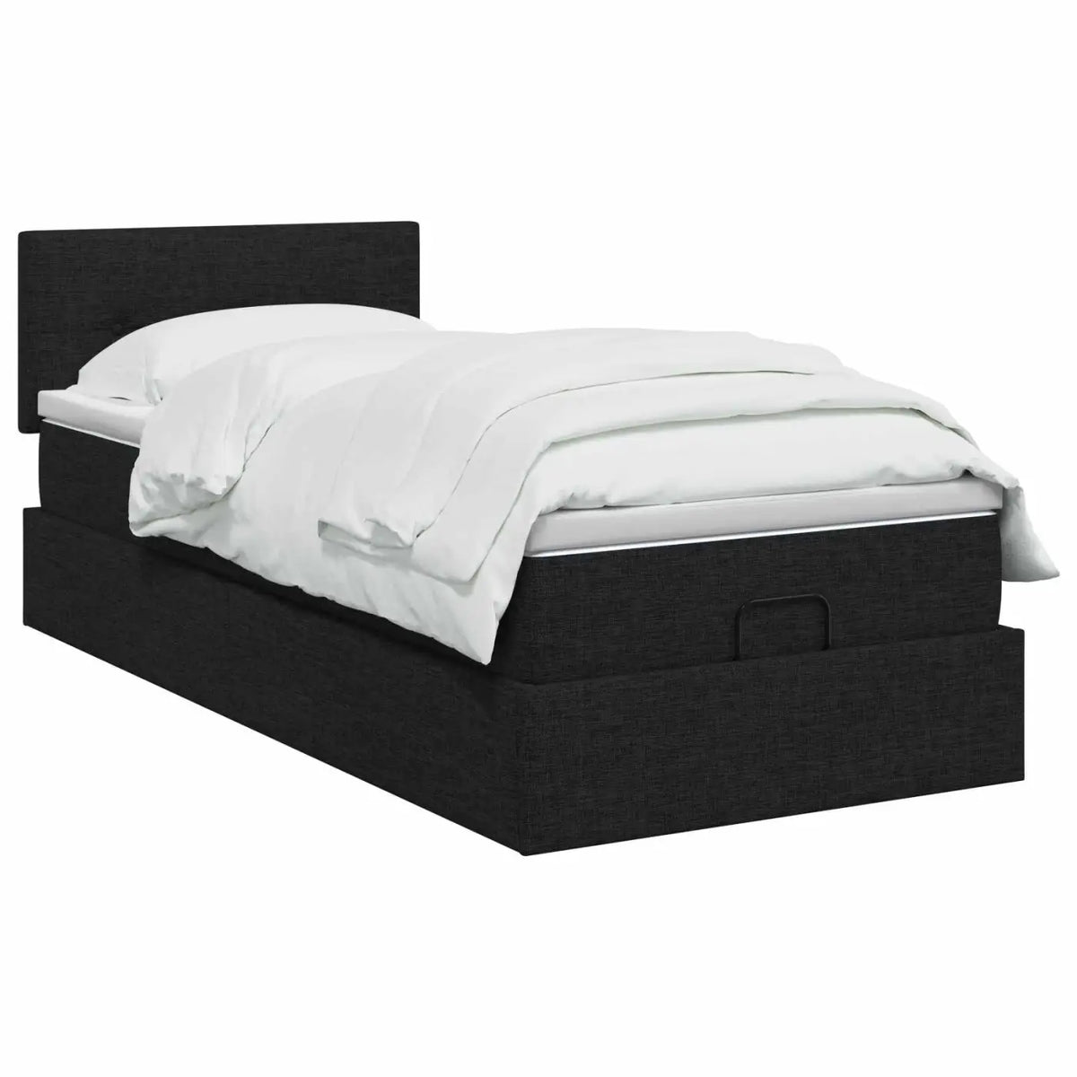 Lit coffre avec matelas et LED Noir 90 x 190 cm Tissu - XIOS