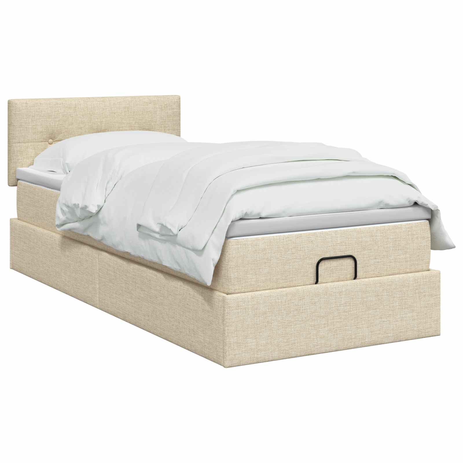 Lit coffre avec matelas et LED Crème 90 x 200 cm Tissu - XIOS