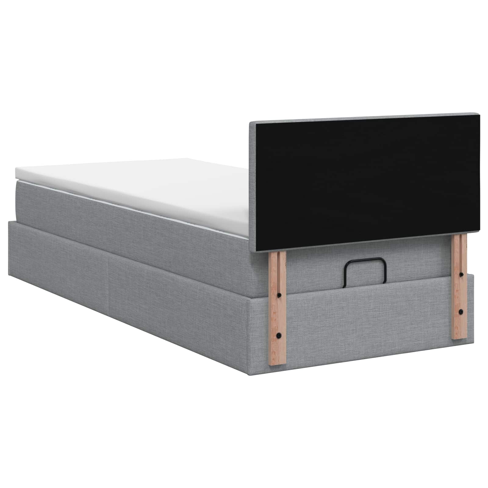 Lit coffre avec matelas et LED Gris clair 100 x 200 cm Tissu