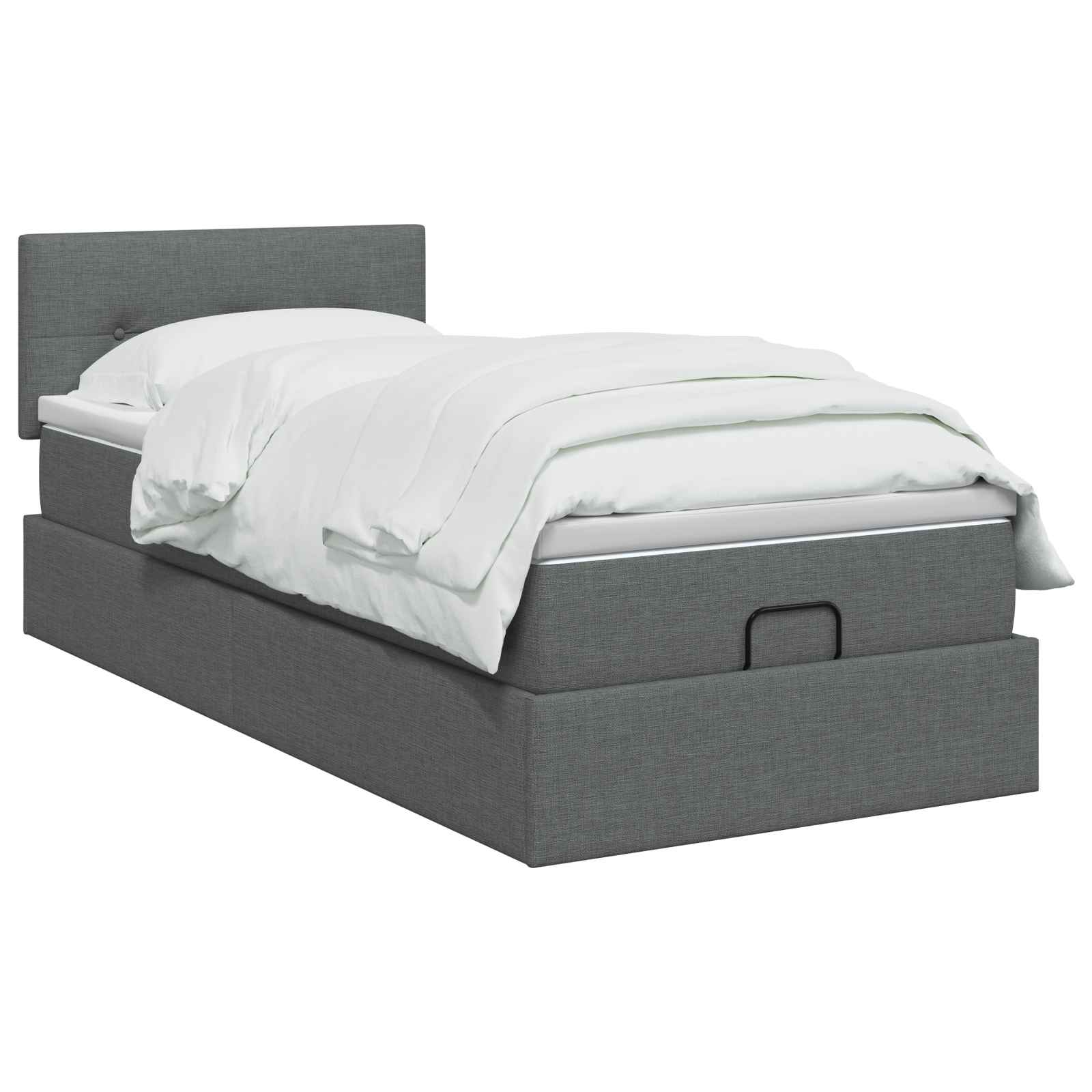 Lit coffre avec matelas et LED Gris foncé 100 x 200 cm Tissu