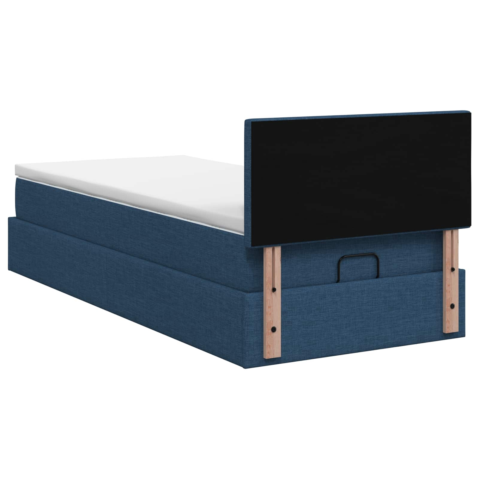 Lit coffre avec matelas et LED Bleu 100 x 200 cm Tissu