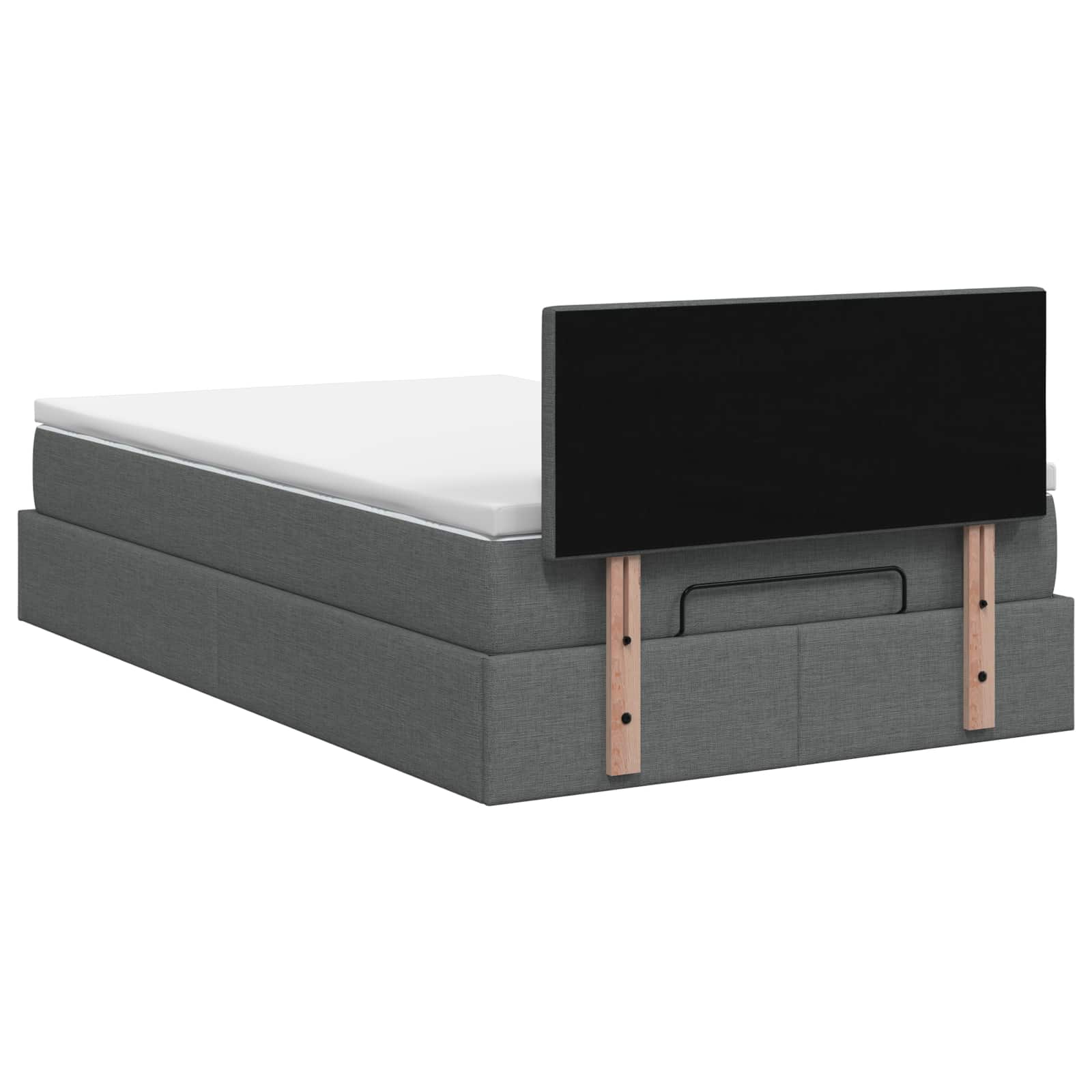 Lit coffre avec matelas et LED Gris foncé 120 x 190 cm Tissu