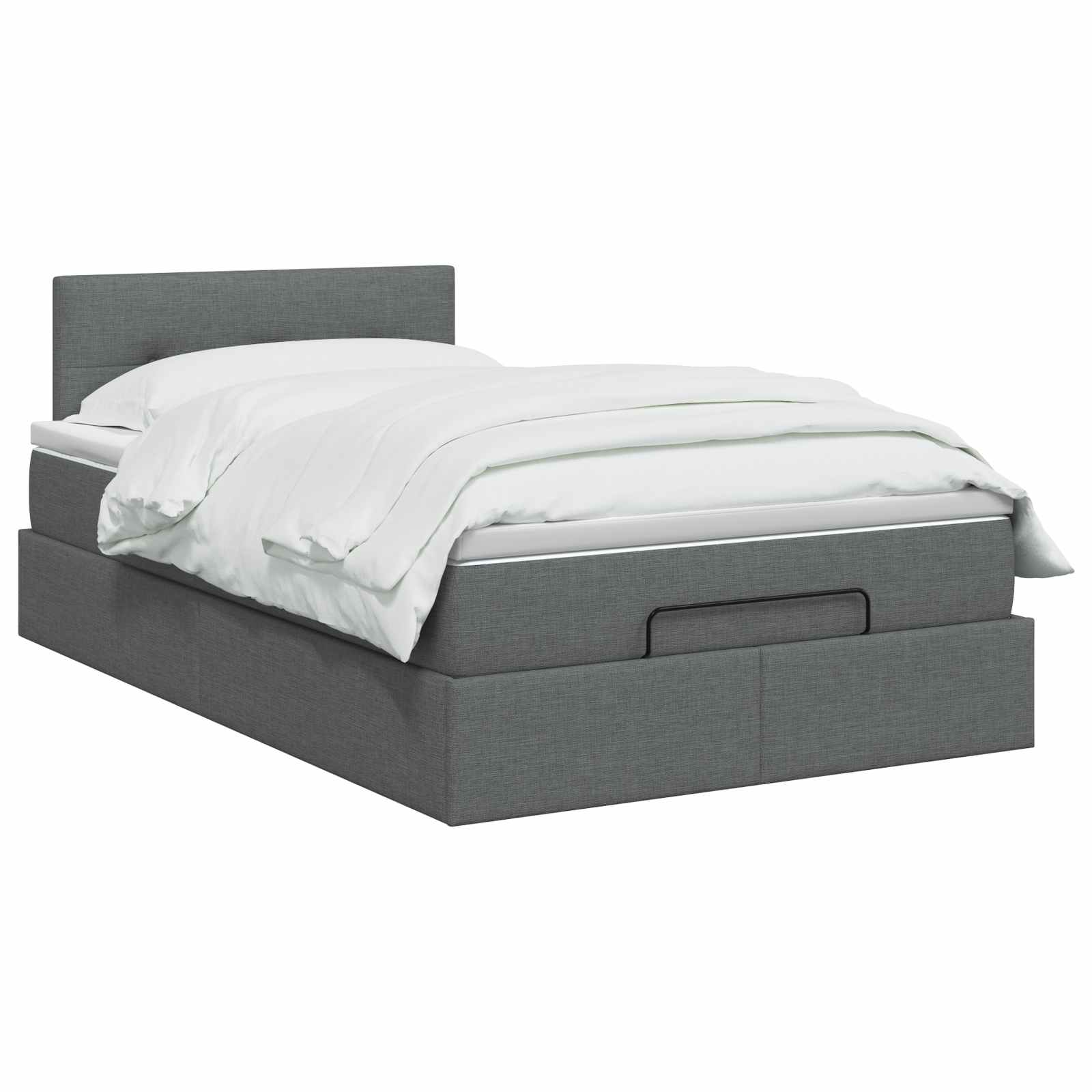 Lit coffre avec matelas et LED Gris foncé 120 x 190 cm Tissu