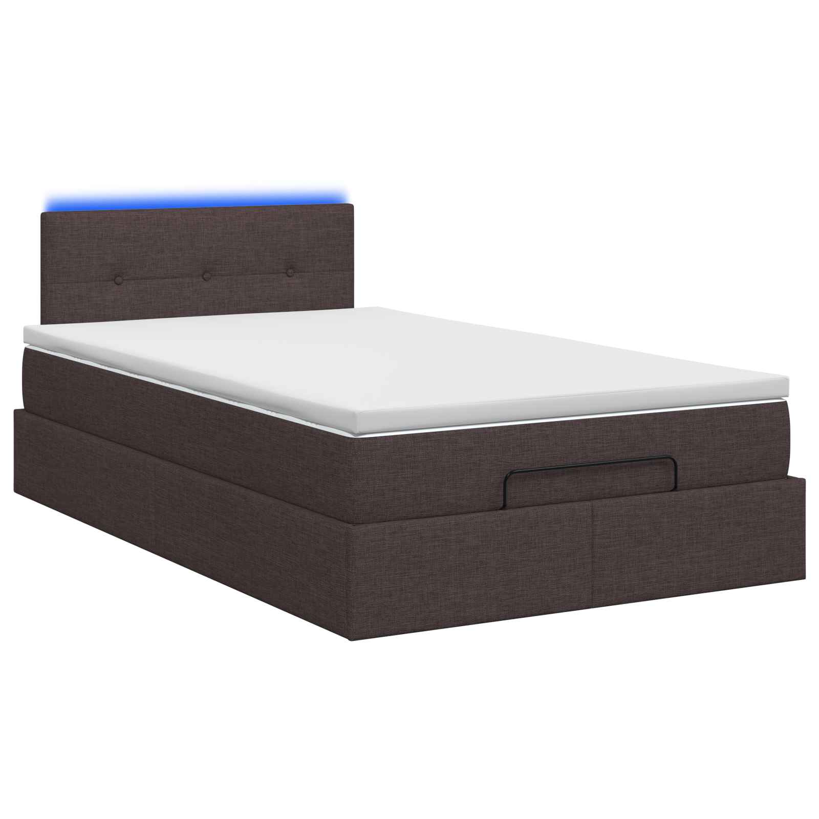 Lit coffre avec matelas et LED Marron foncé 120 x 190 cm Tissu