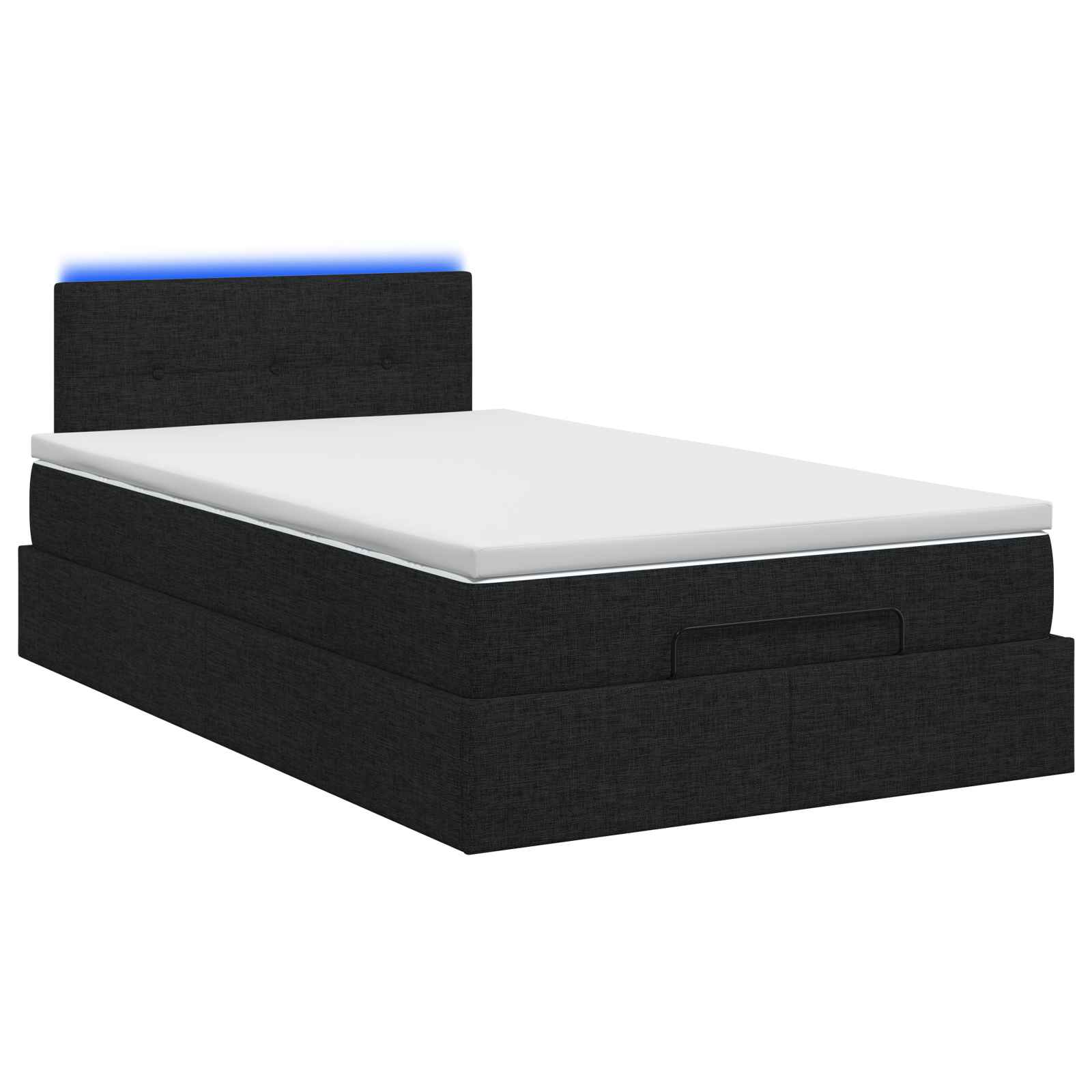 Lit coffre avec matelas et LED Noir 120 x 200 cm Tissu