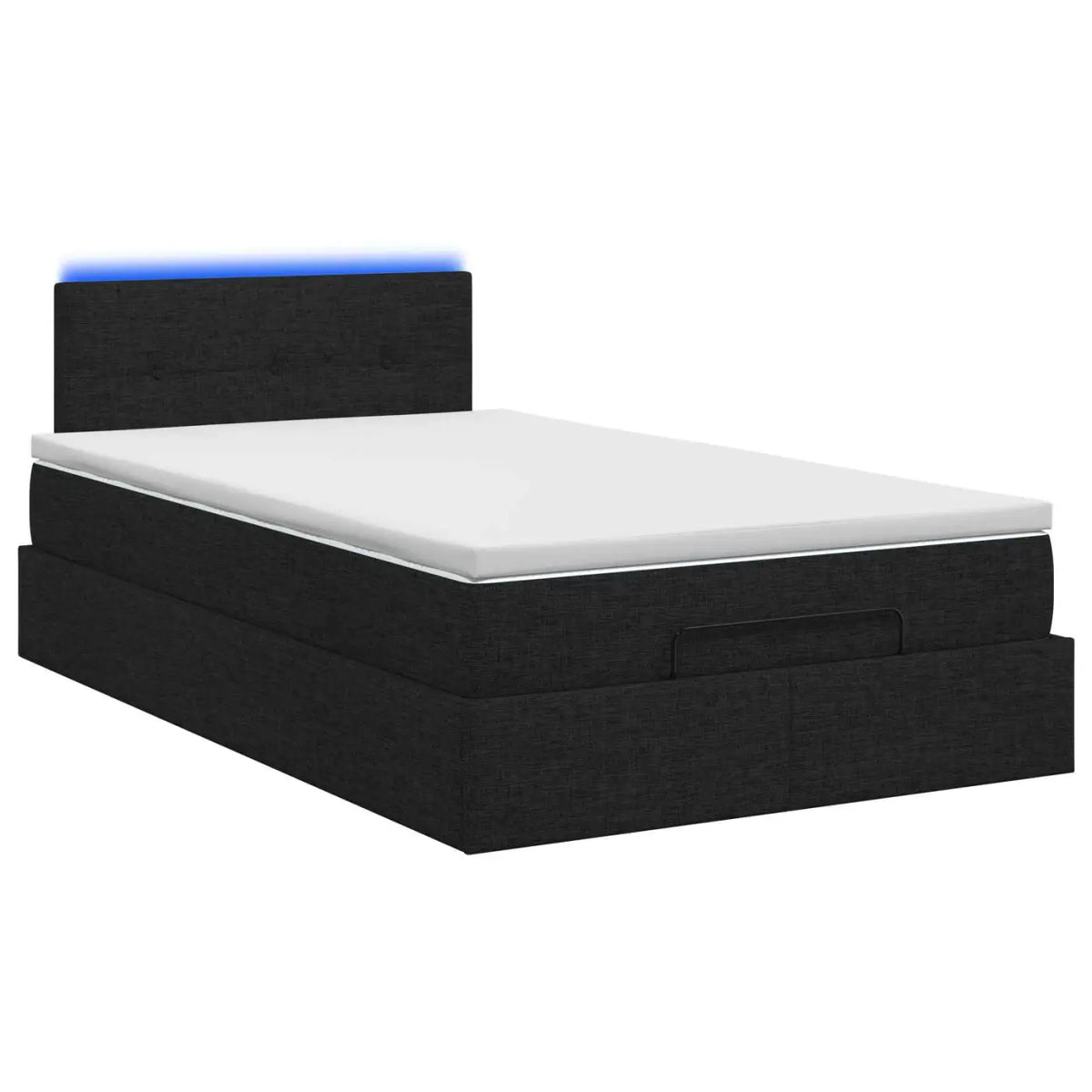 Lit coffre avec matelas et LED Noir 120 x 200 cm Tissu - XIOS