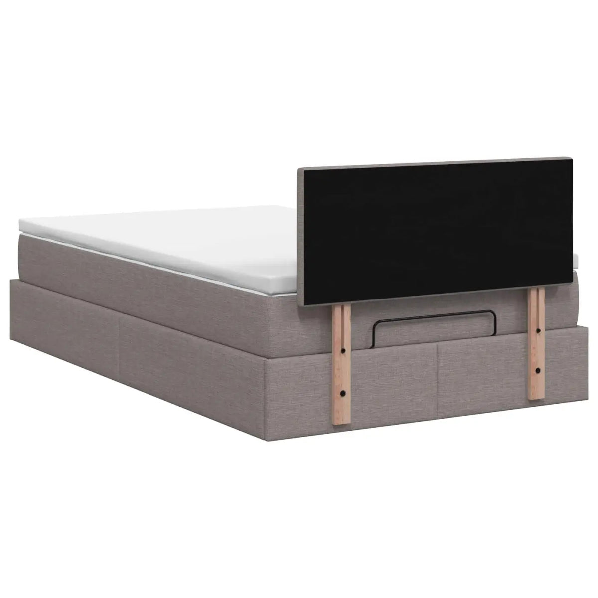 Lit coffre avec matelas et LED Taupe 120 x 200 cm Tissu - XIOS