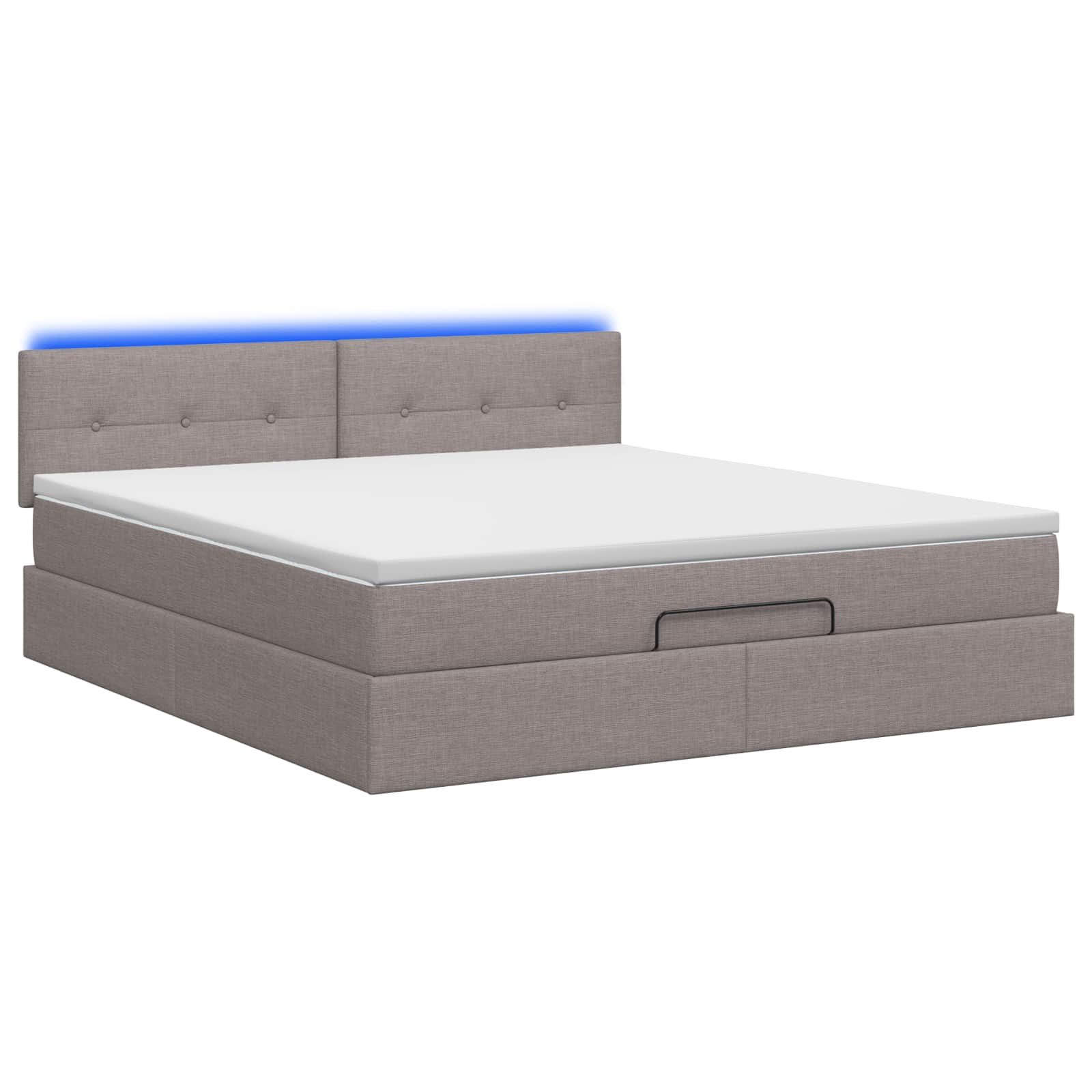 Lit coffre avec matelas et LED Taupe 140 x 190 cm Tissu
