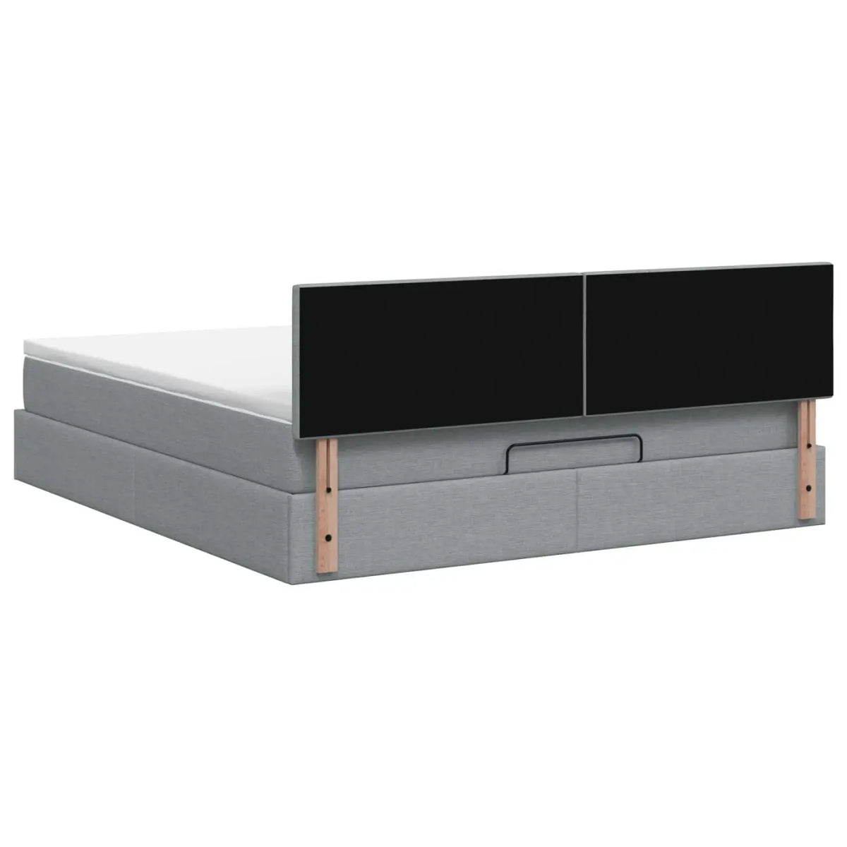 Lit coffre avec matelas et LED Gris clair 140 x 200 cm Tissu - XIOS