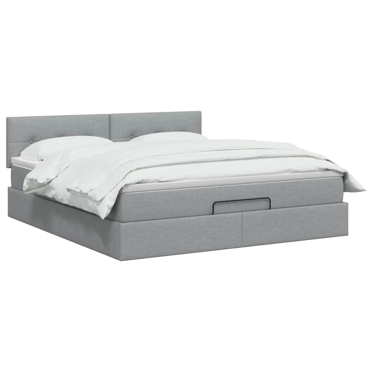 Lit coffre avec matelas et LED Gris clair 140 x 200 cm Tissu - XIOS