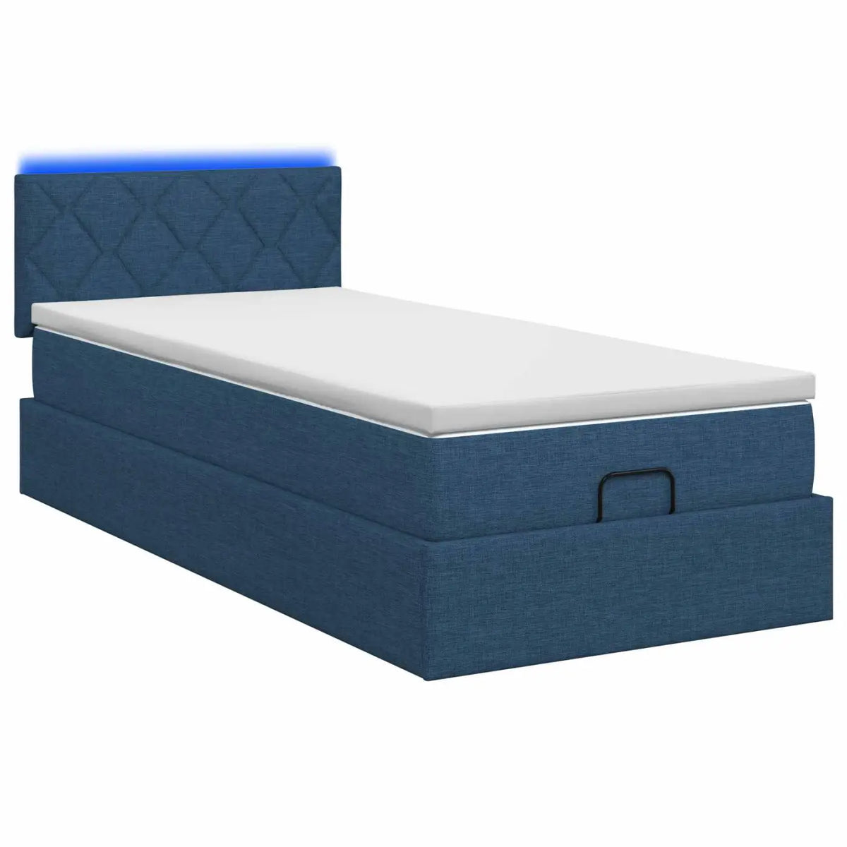 Lit coffre avec matelas et LED Bleu 80 x 200 cm Tissu - XIOS