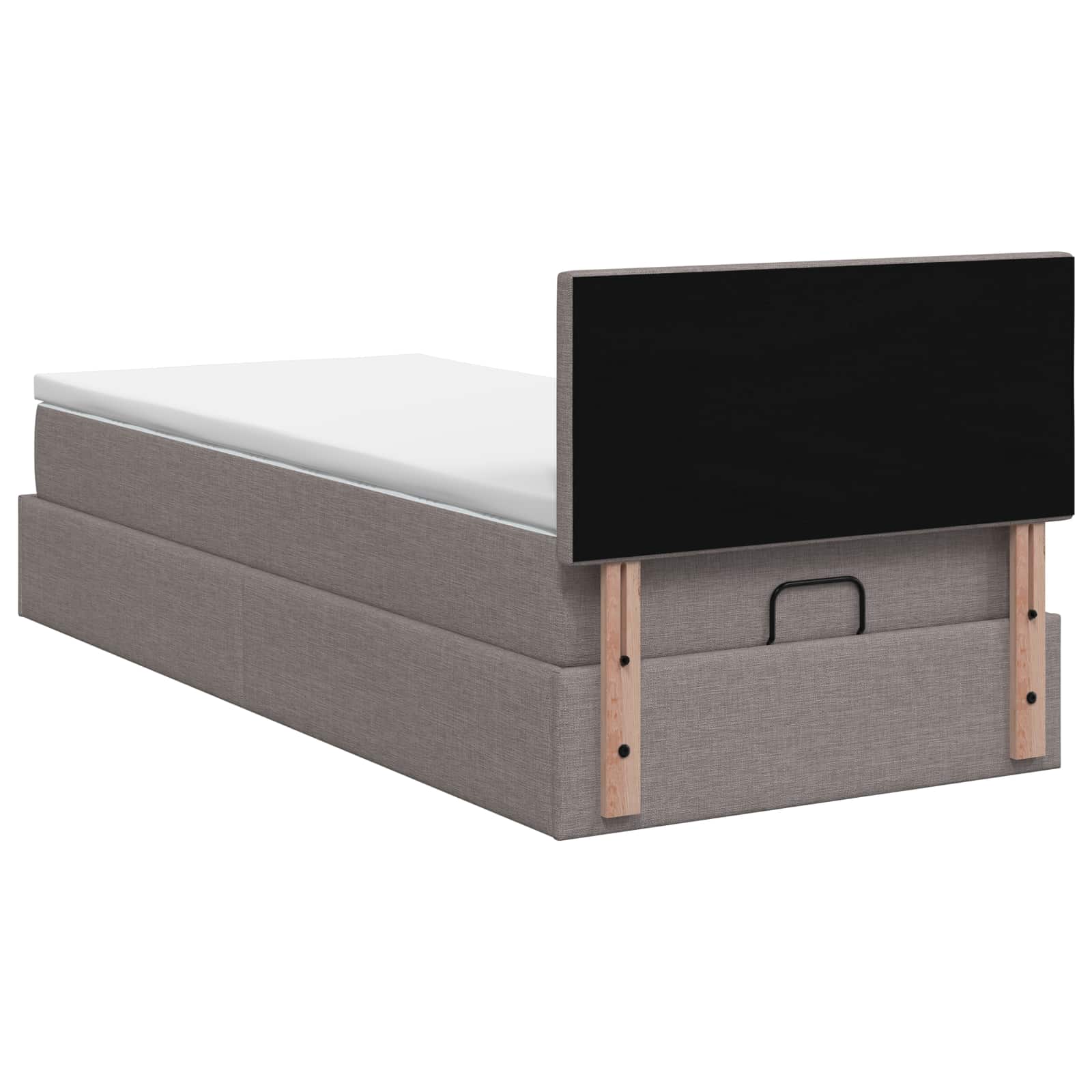 Lit coffre avec matelas et LED Taupe 100 x 200 cm Tissu