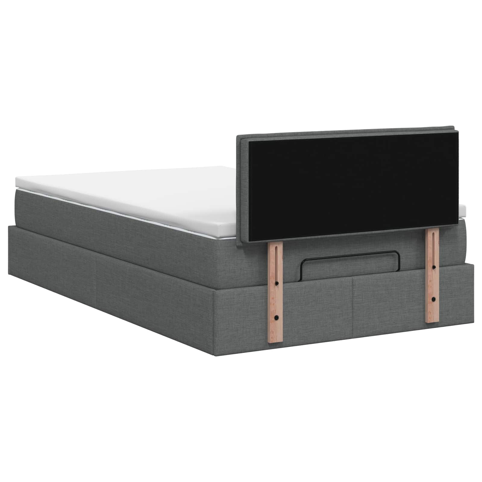 Lit coffre avec matelas et LED Gris foncé 120 x 190 cm Tissu