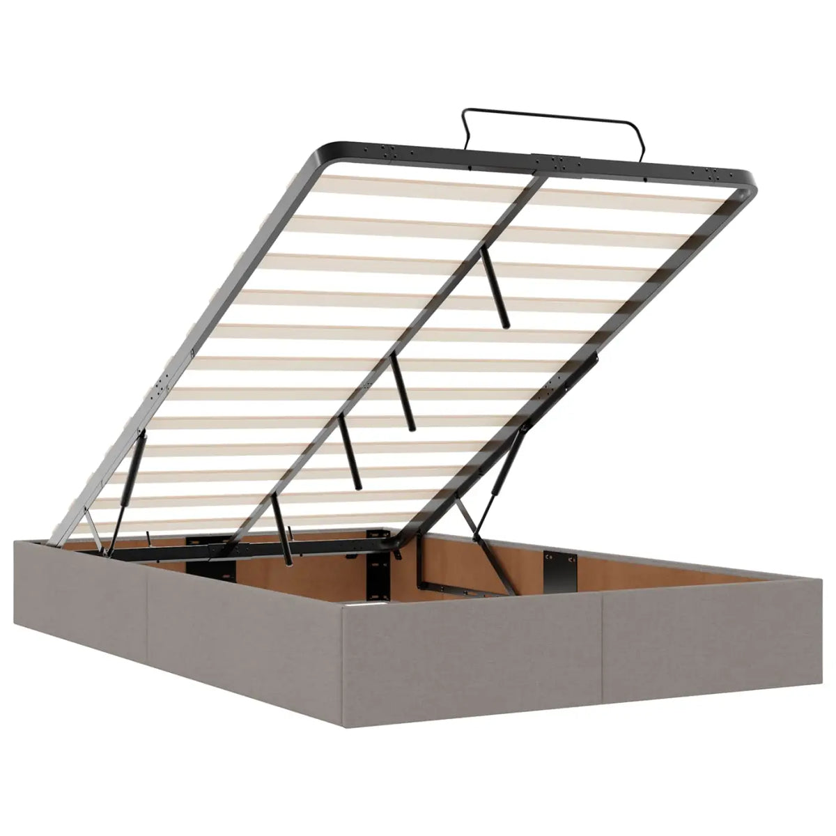 Lit coffre avec matelas et LED Taupe 120 x 190 cm Tissu - XIOS