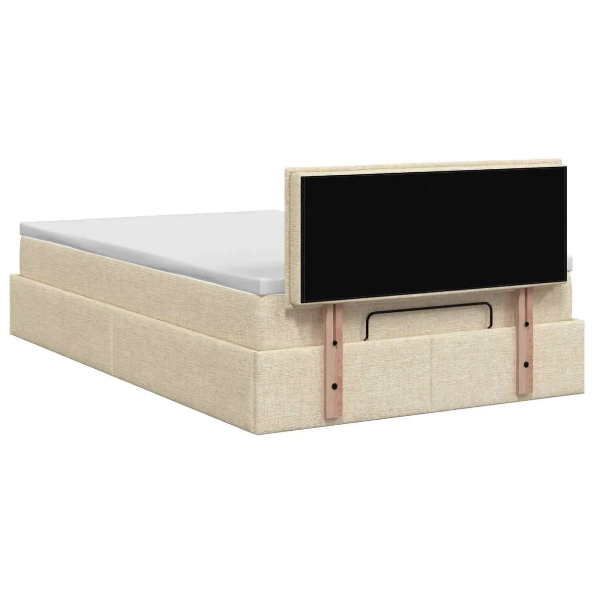Lit coffre avec matelas et LED Crème 120 x 190 cm Tissu - XIOS