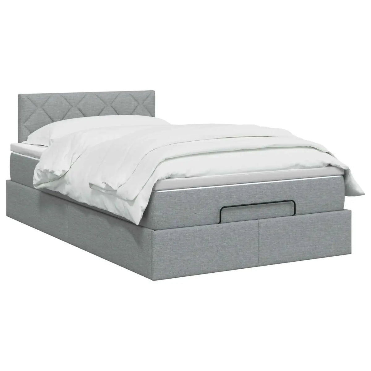 Lit coffre avec matelas et LED Gris clair 120 x 200 cm Tissu - XIOS