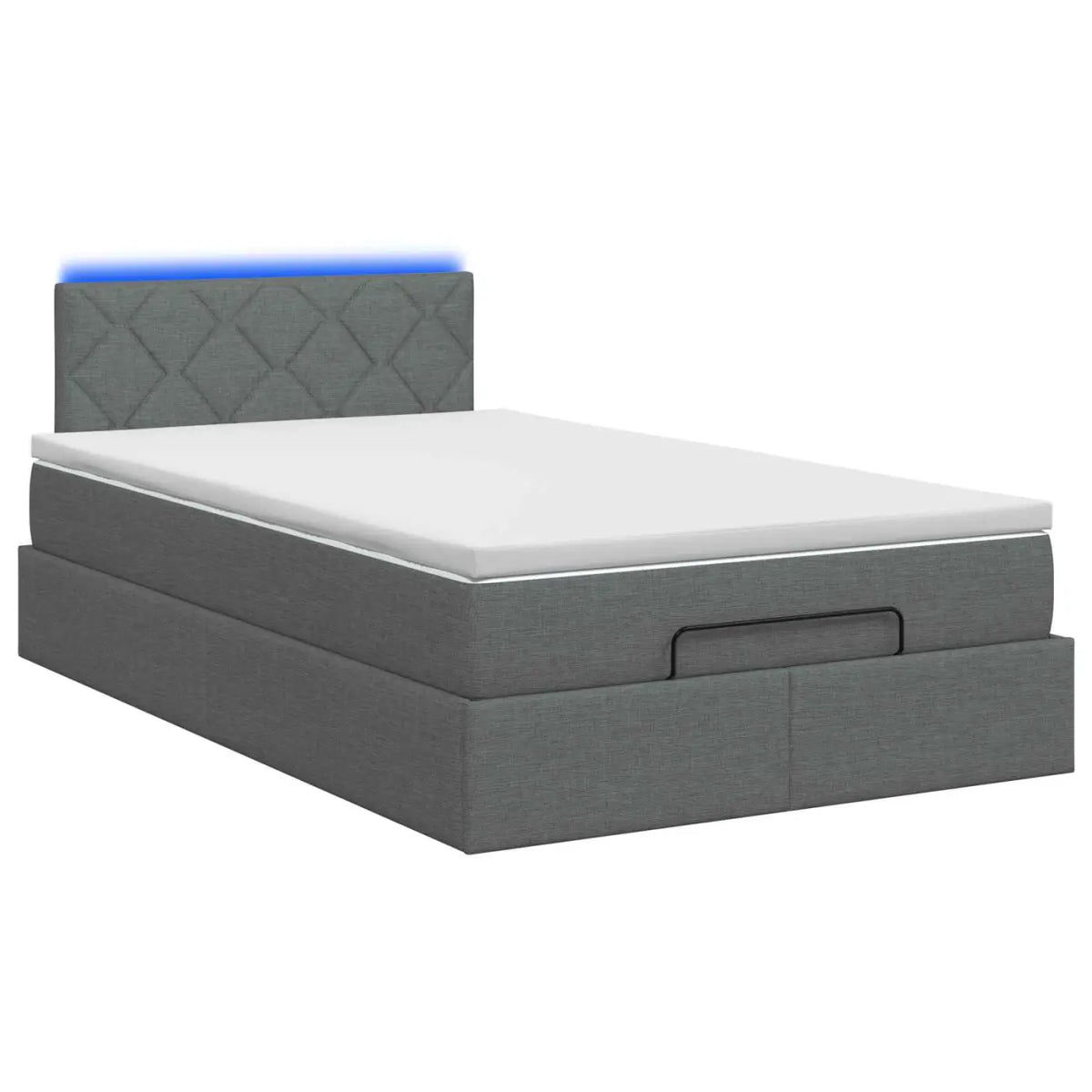 Lit coffre avec matelas et LED Gris foncé 120 x 200 cm Tissu - XIOS