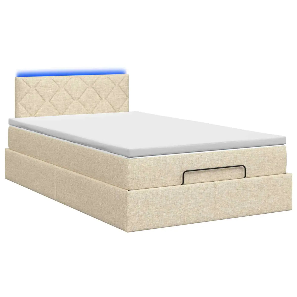 Lit coffre avec matelas et LED Crème 120 x 200 cm Tissu - XIOS