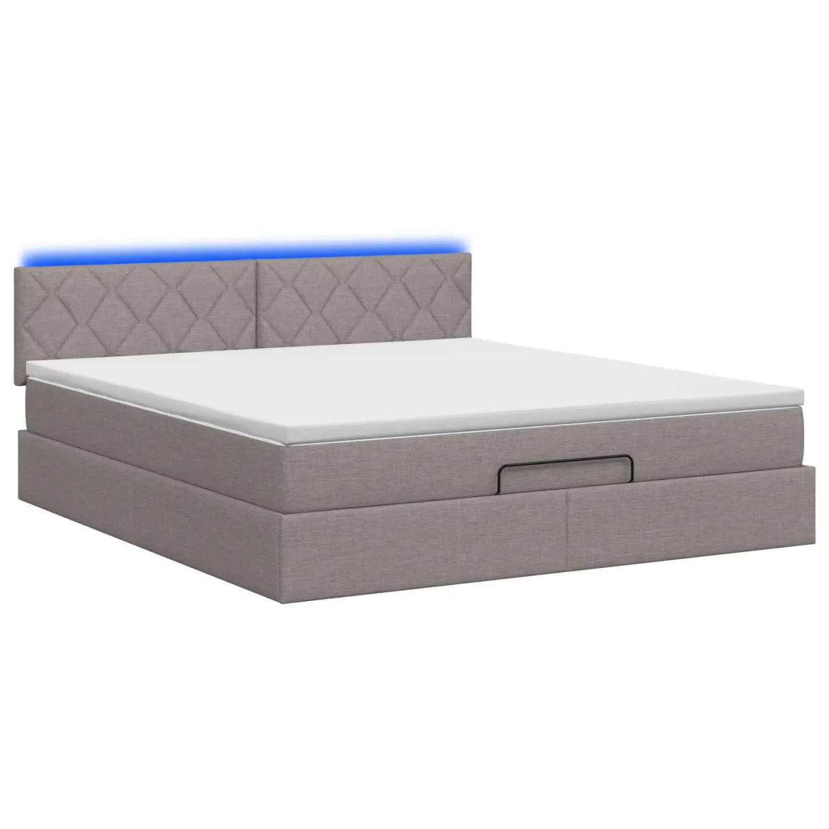 Lit coffre avec matelas et LED Taupe 140 x 190 cm Tissu - XIOS