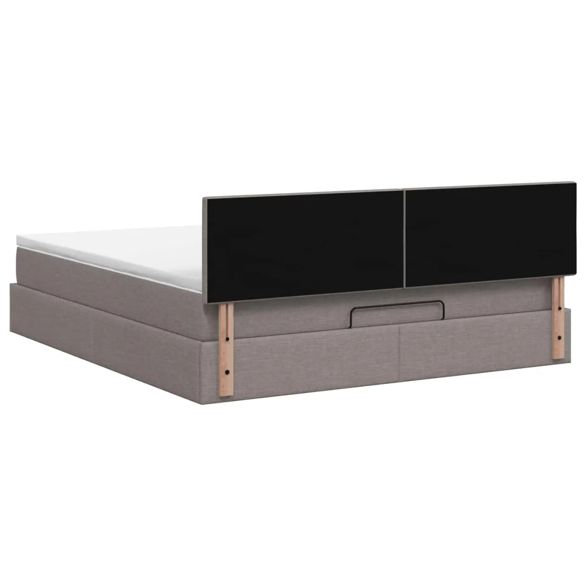 Lit coffre avec matelas et LED Taupe 140 x 190 cm Tissu - XIOS