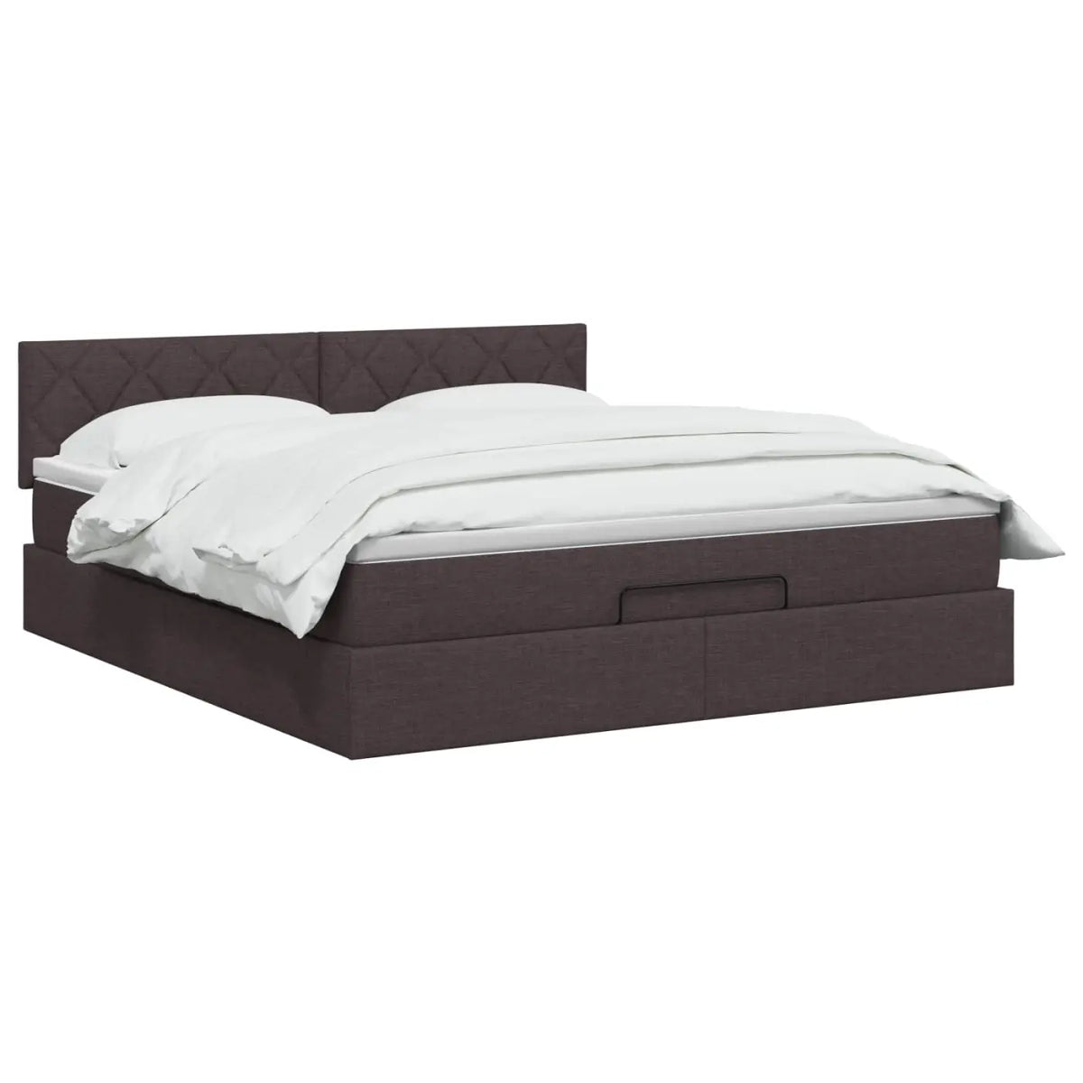 Lit coffre avec matelas et LED Marron foncé 140 x 200 cm Tissu - XIOS