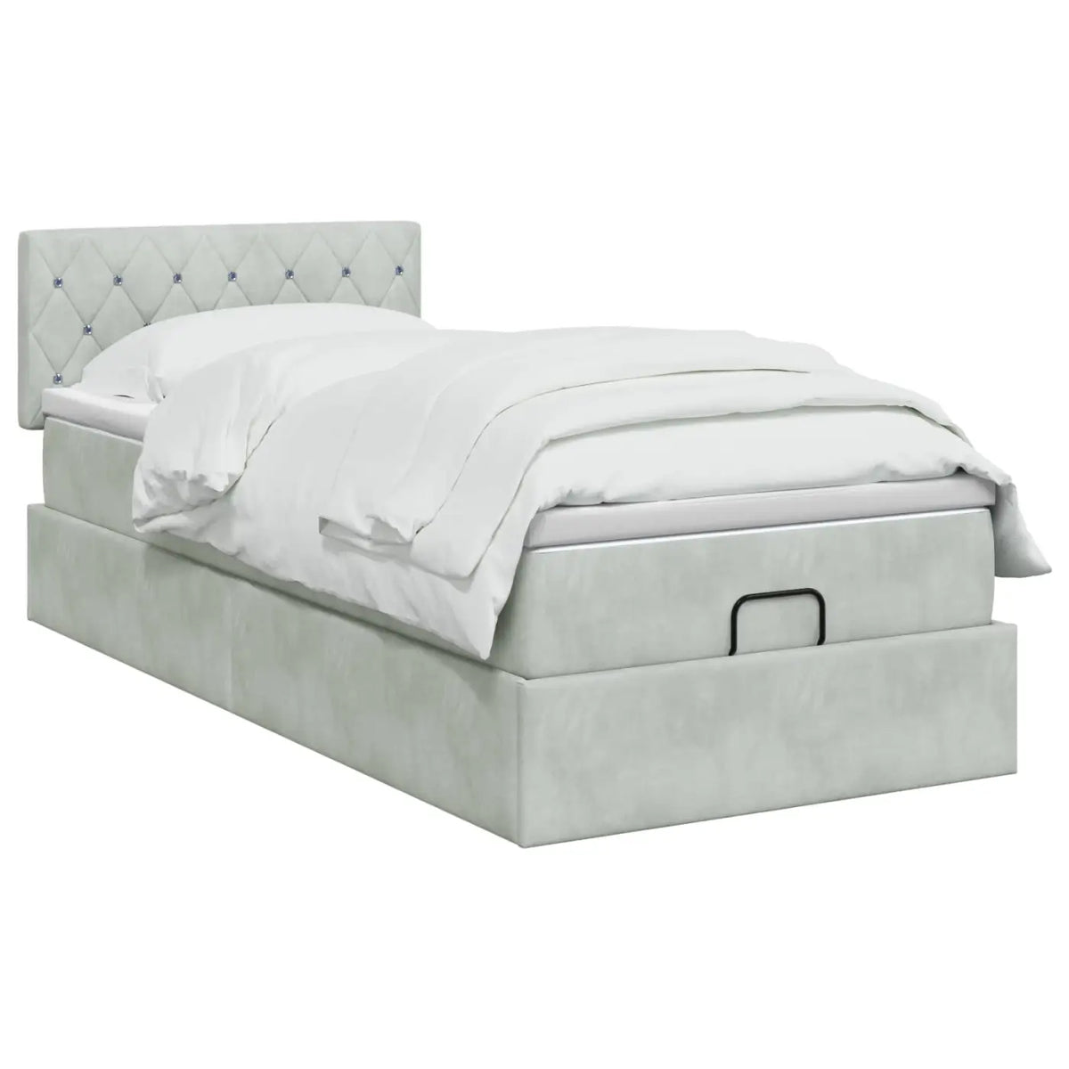 Lit coffre avec matelas et LED Gris clair 90 x 190 cm Velours - XIOS