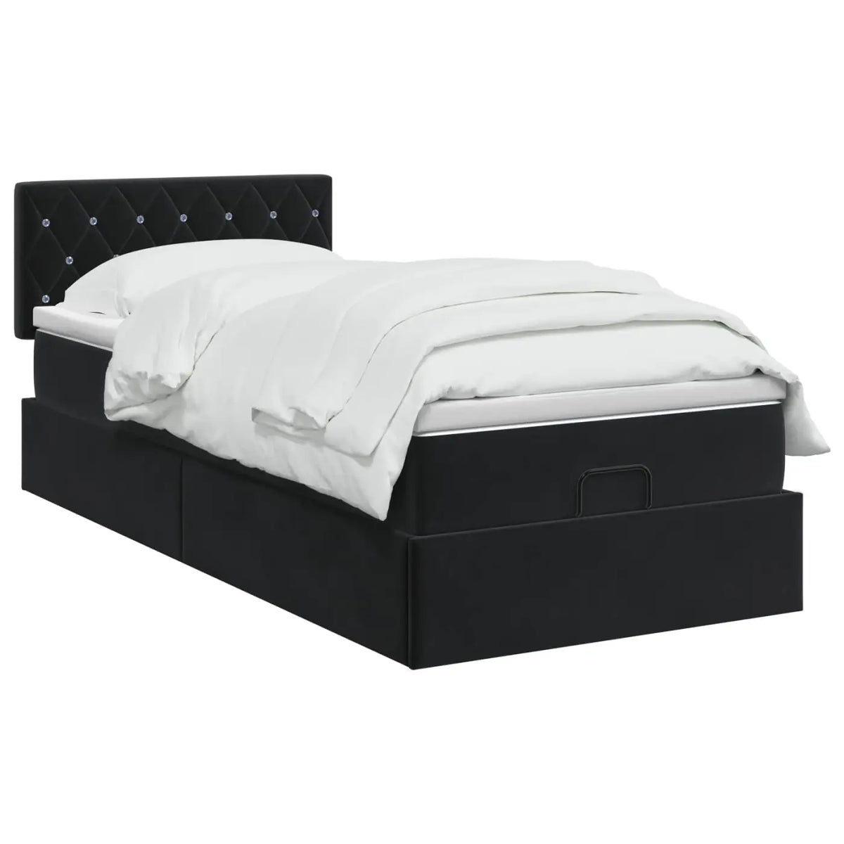 Lit coffre avec matelas et LED Noir 90 x 200 cm Velours - XIOS