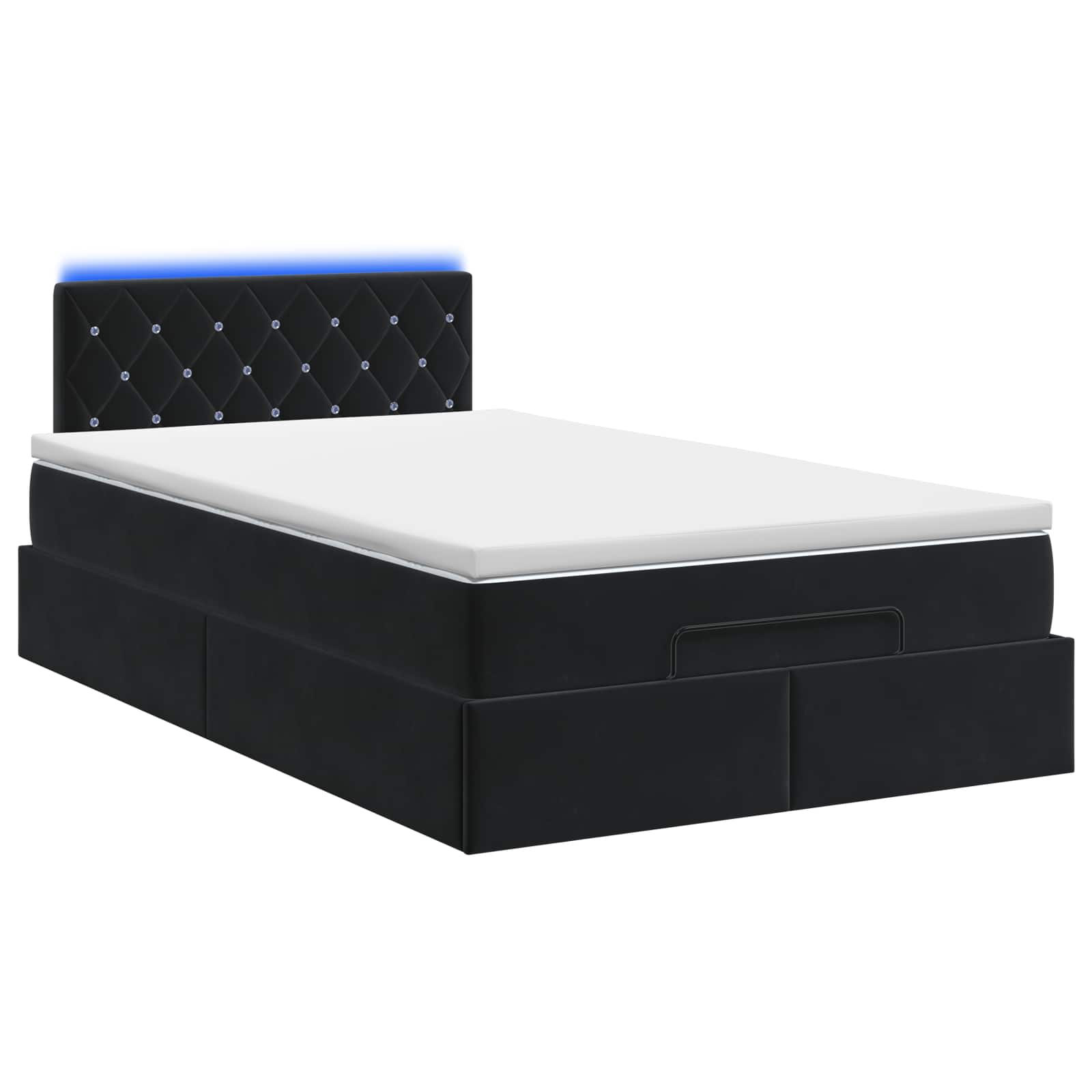 Lit coffre avec matelas et LED Noir 120 x 190 cm Velours