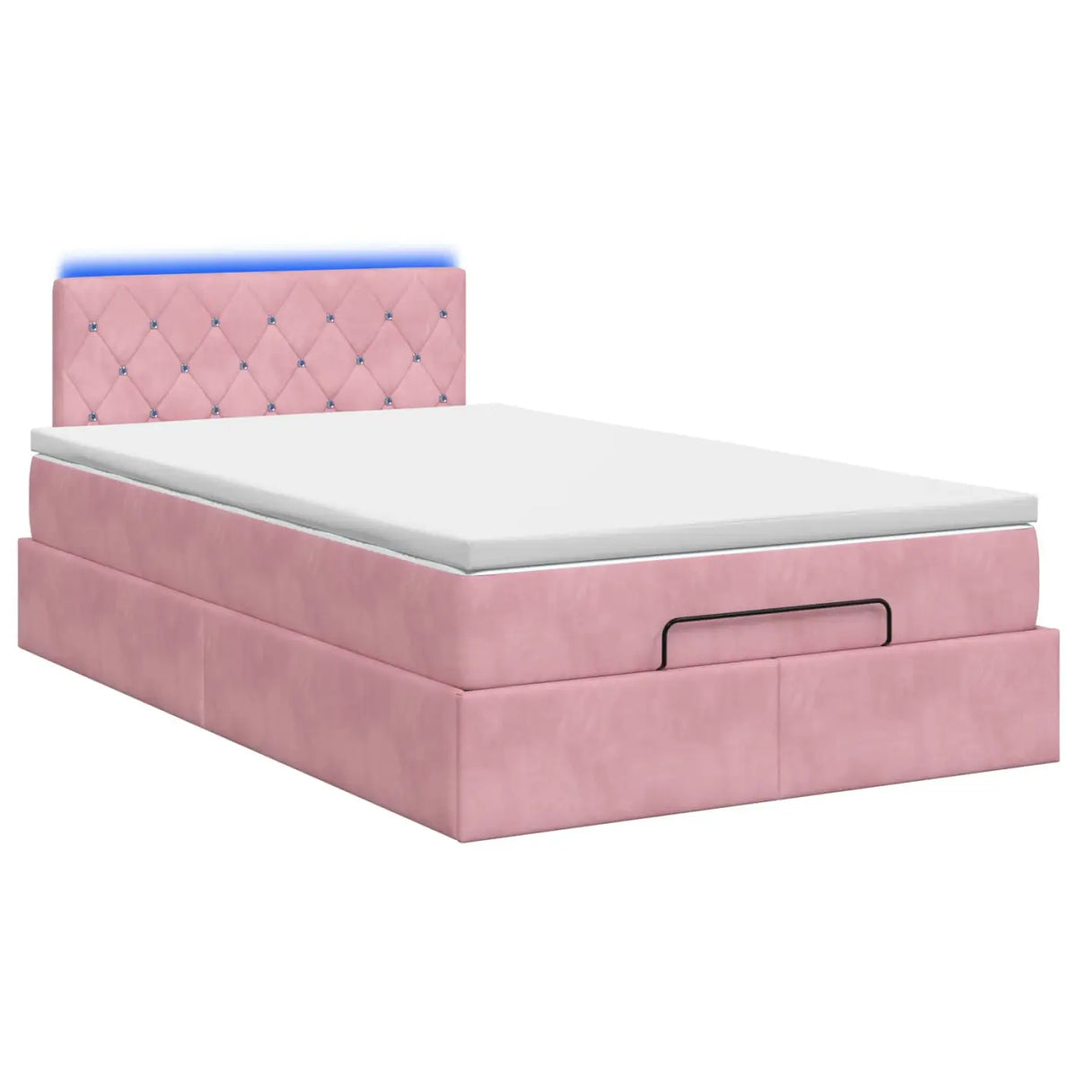 Lit coffre avec matelas et LED Rose 120 x 200 cm Velours - XIOS