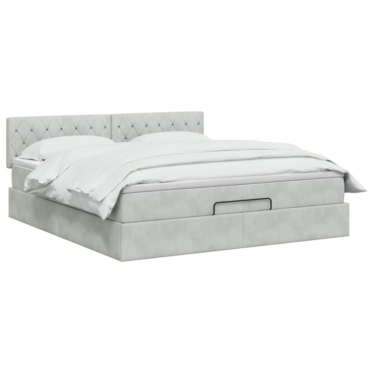 Lit coffre avec matelas et LED Gris clair 140 x 190 cm Velours - XIOS