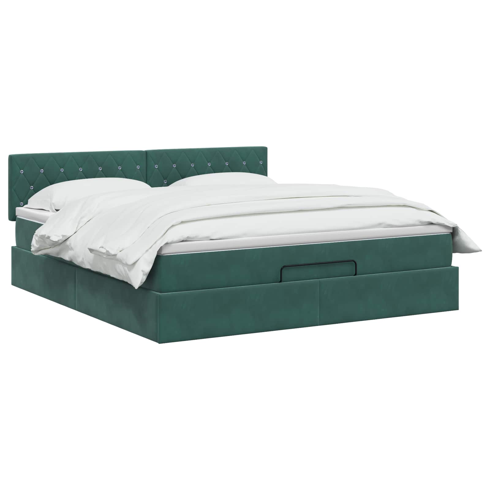 Lit coffre avec matelas et LED Vert foncé 140 x 190 cm Velours