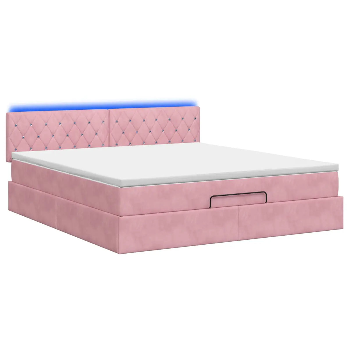 Lit coffre avec matelas et LED Rose 140 x 190 cm Velours - XIOS