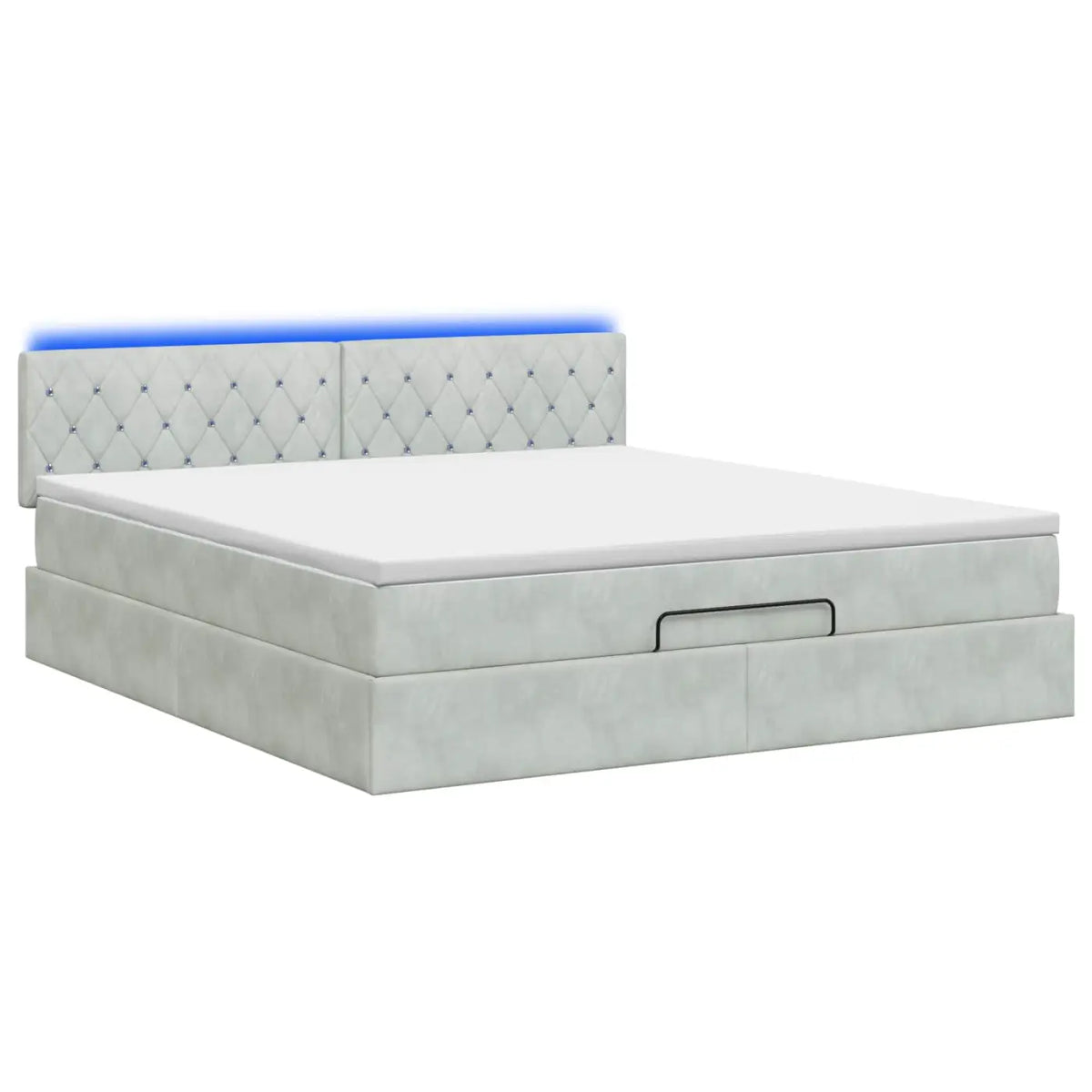 Lit coffre avec matelas et LED Gris clair 140 x 200 cm Velours - XIOS