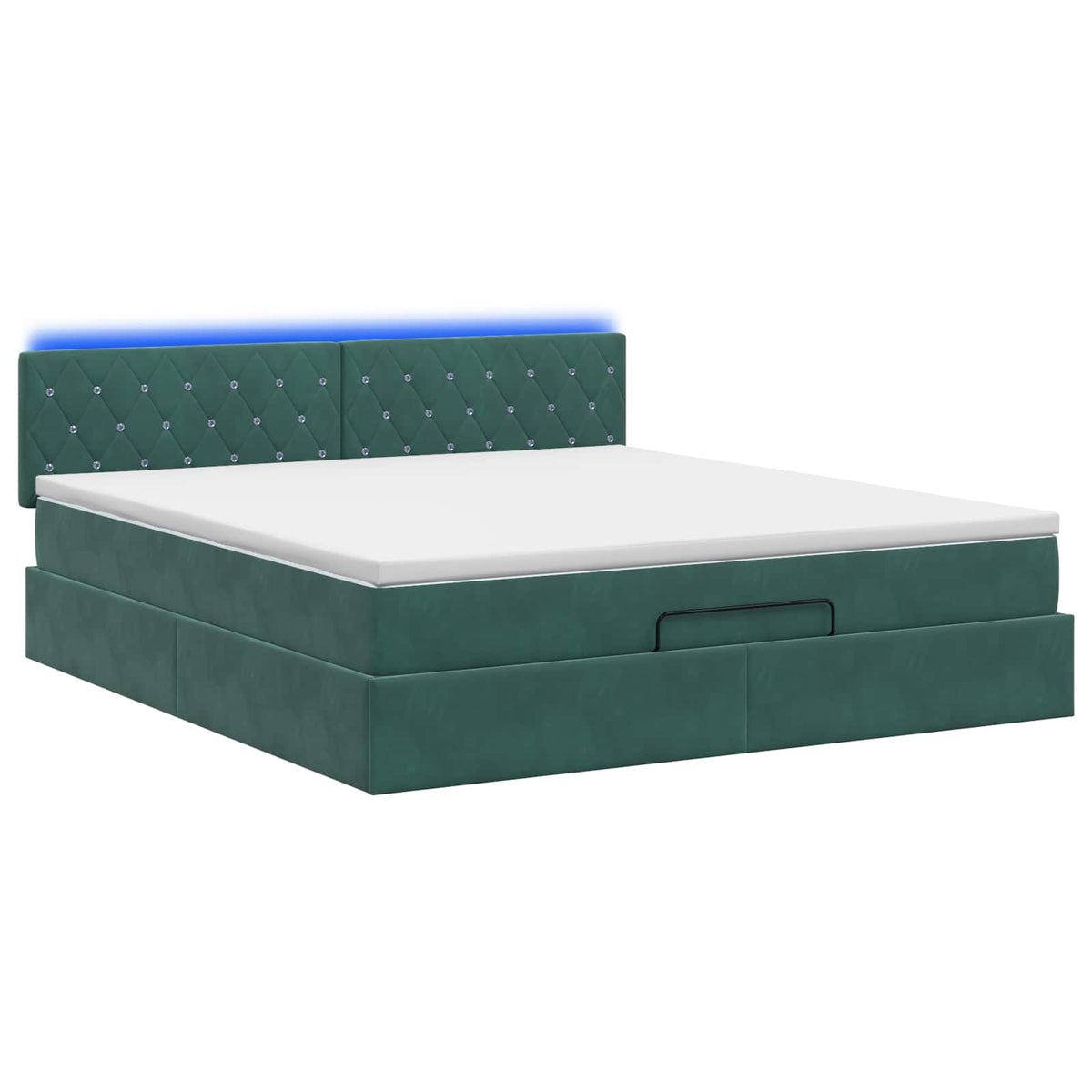 Lit coffre avec matelas et LED Vert foncé 140 x 200 cm Velours