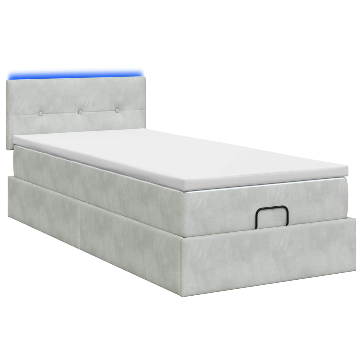 Lit coffre avec matelas et LED Gris clair 80 x 200 cm Velours
