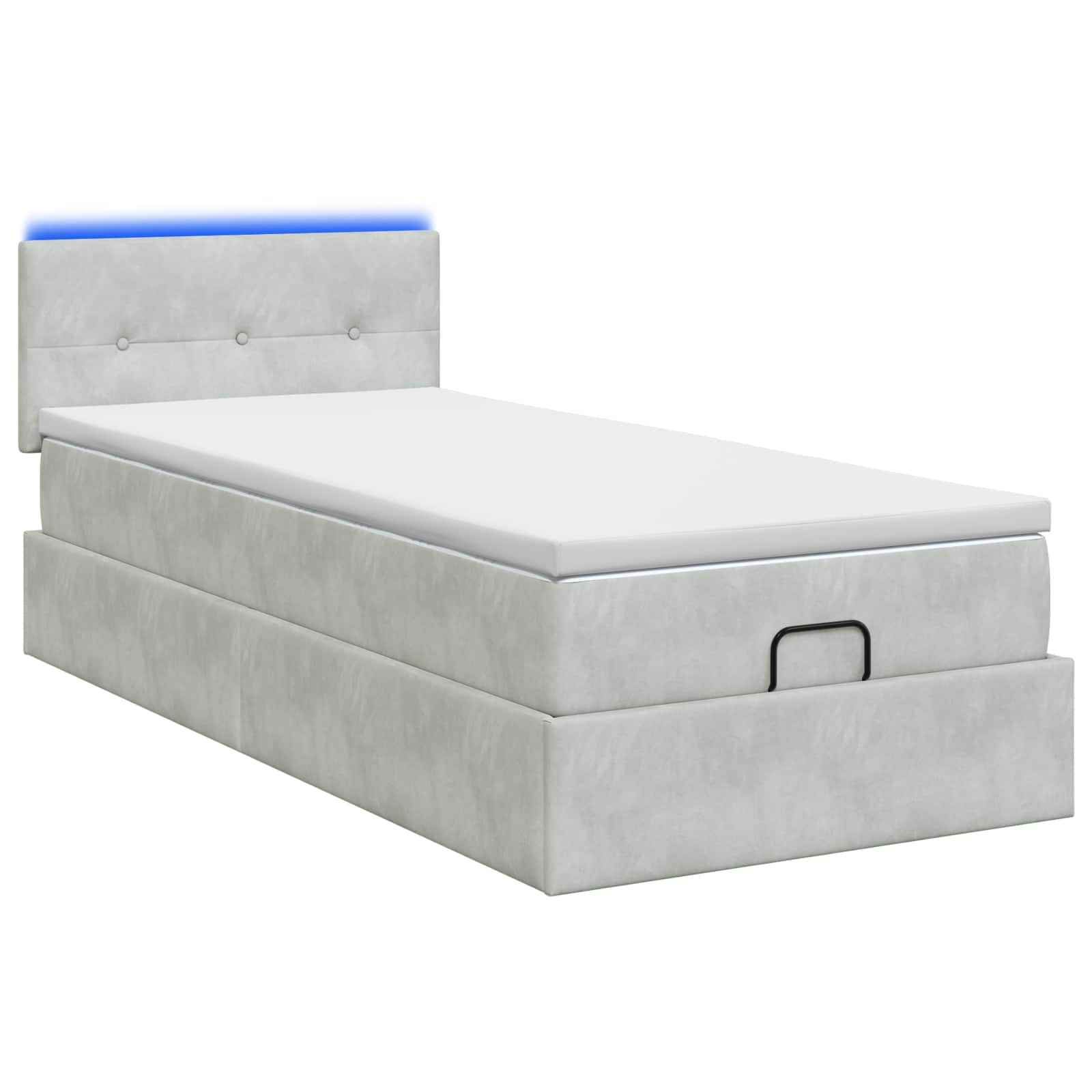 Lit coffre avec matelas et LED Gris clair 100 x 200 cm Velours