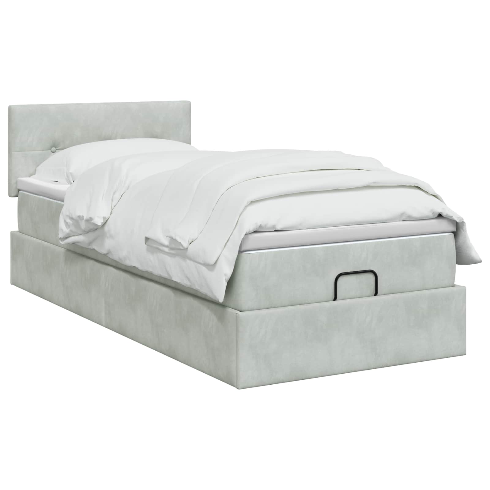 Lit coffre avec matelas et LED Gris clair 100 x 200 cm Velours