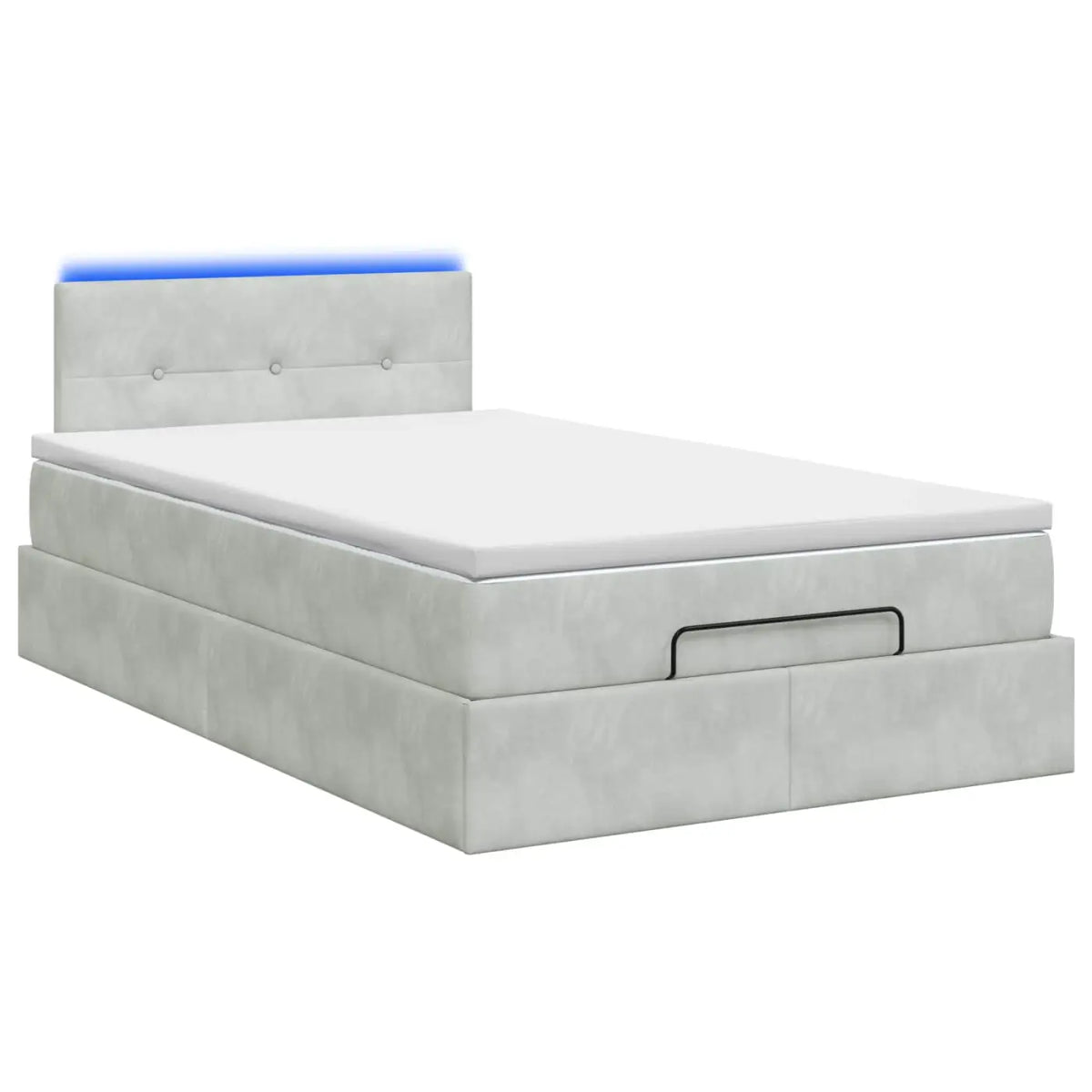 Lit coffre avec matelas et LED Gris clair 120 x 190 cm Velours - XIOS