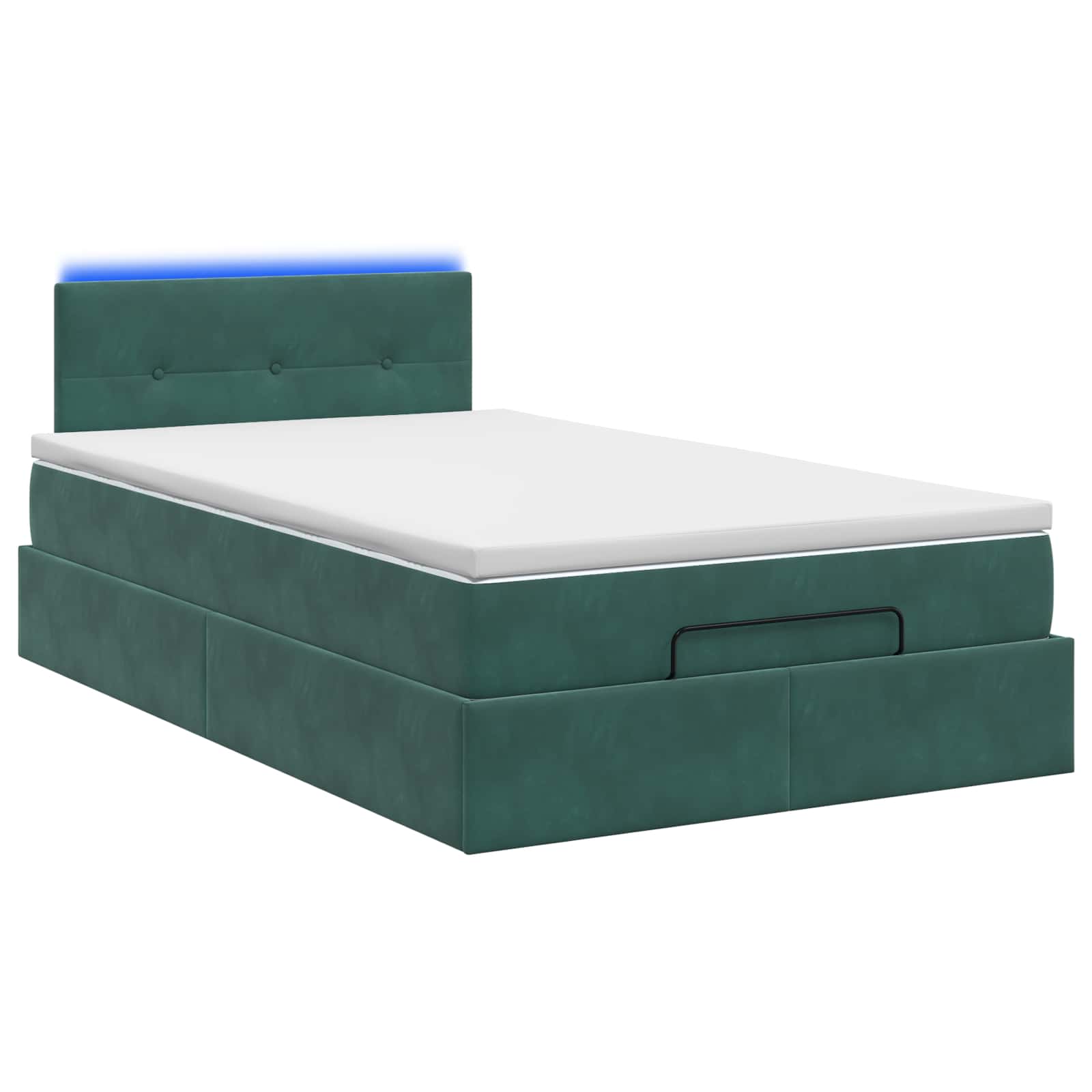 Lit coffre avec matelas et LED Vert foncé 120 x 190 cm Velours