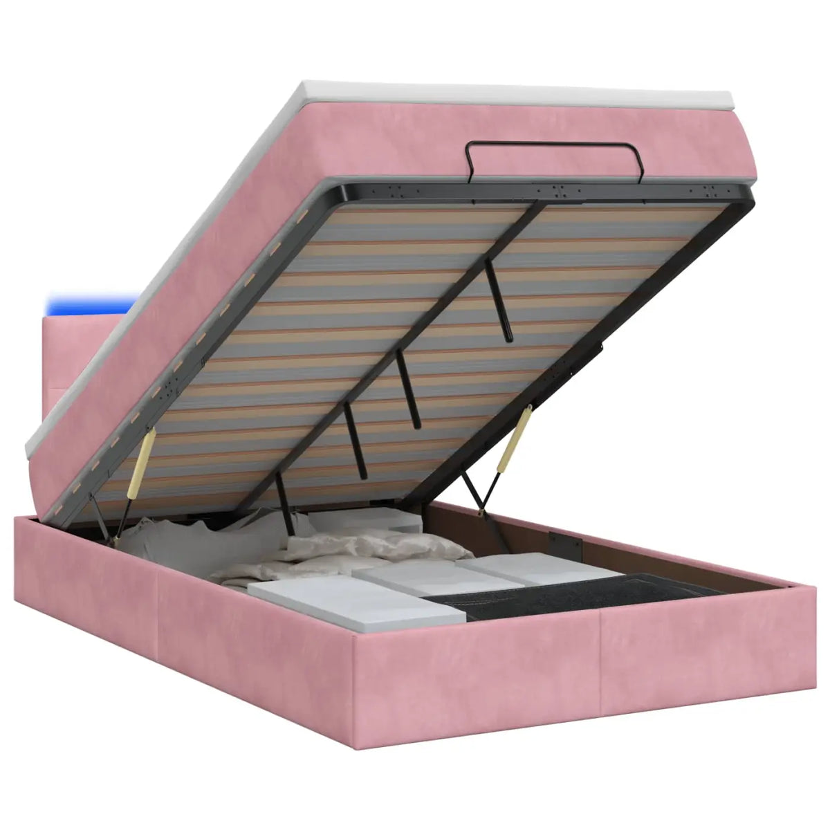 Lit coffre avec matelas et LED Rose 120 x 200 cm Velours - XIOS