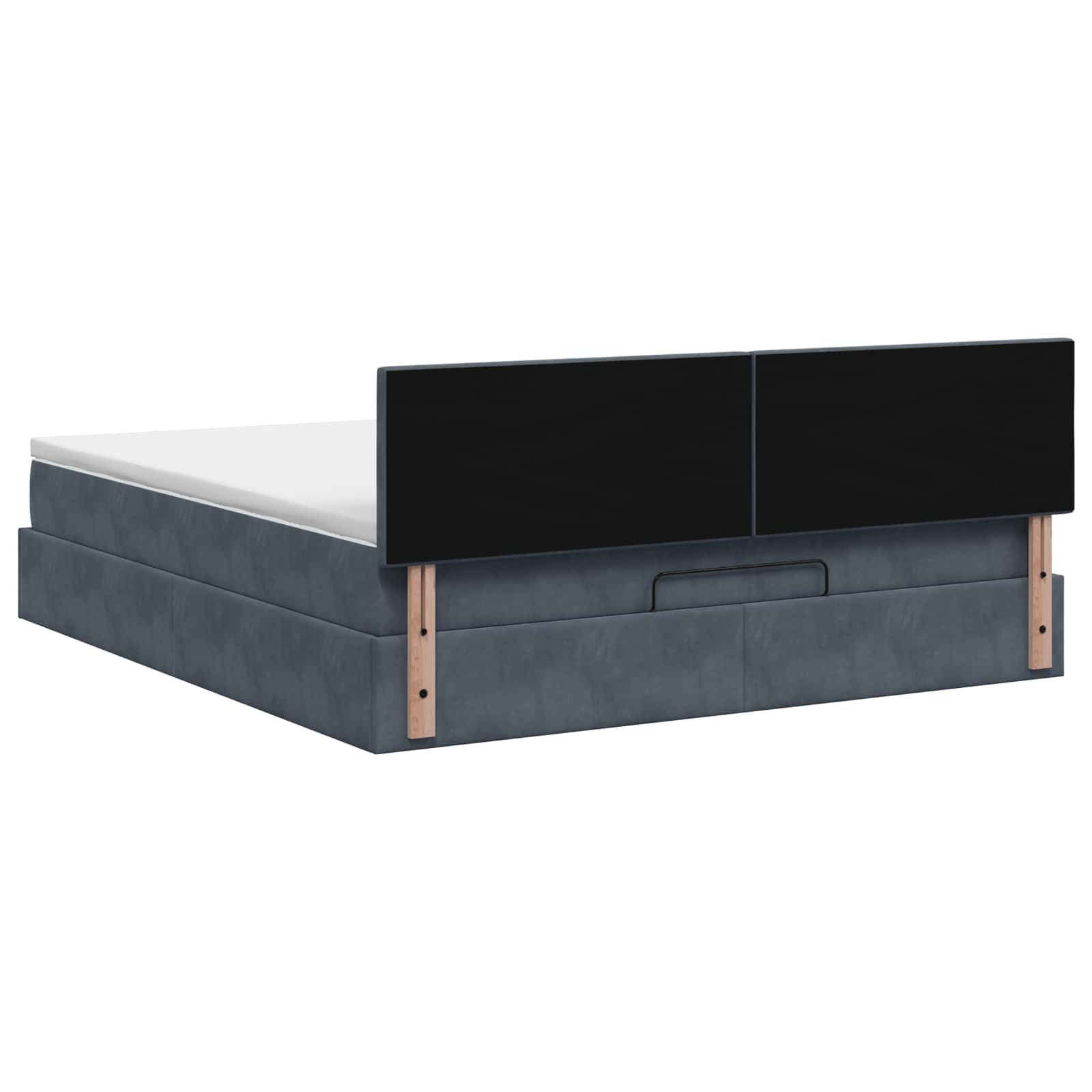 Lit coffre avec matelas et LED Gris foncé 140 x 190 cm Velours