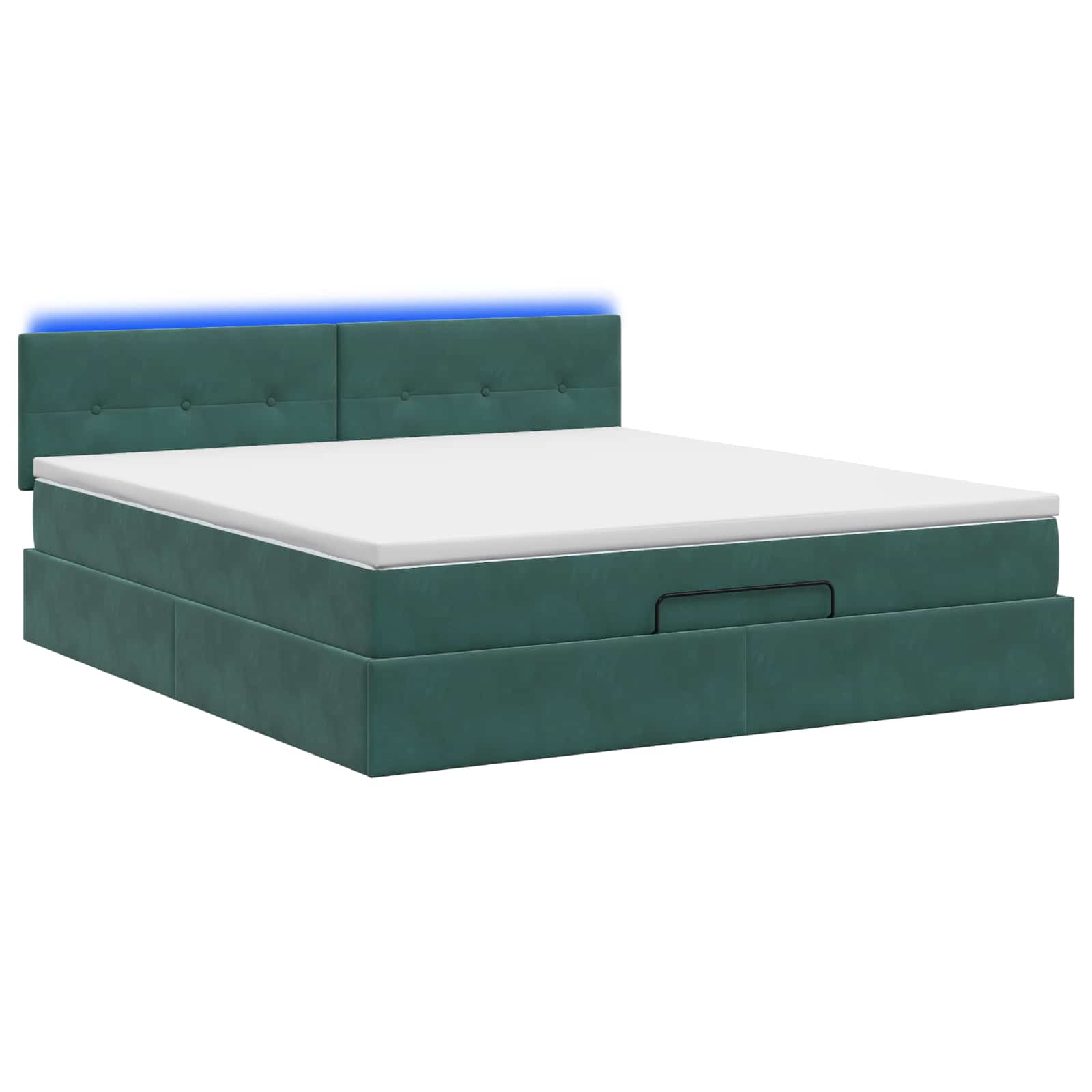 Lit coffre avec matelas et LED Vert foncé 140 x 190 cm Velours